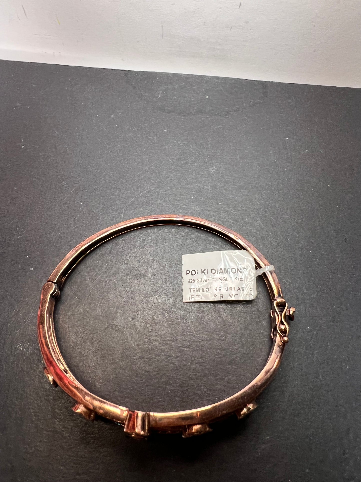 Polki diamond bangle bracelet in rose gold vermeil over sterling silver 2.00 ctw