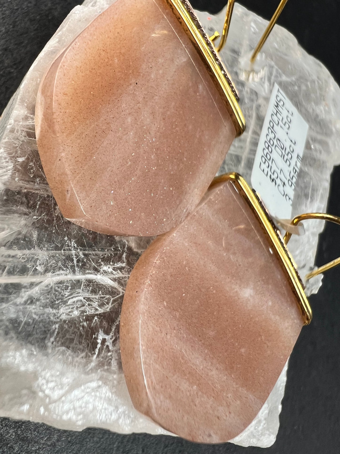 NEW Carol Brodie Rarities Peach Moonstone Diamond 925 Vermeil Earrings