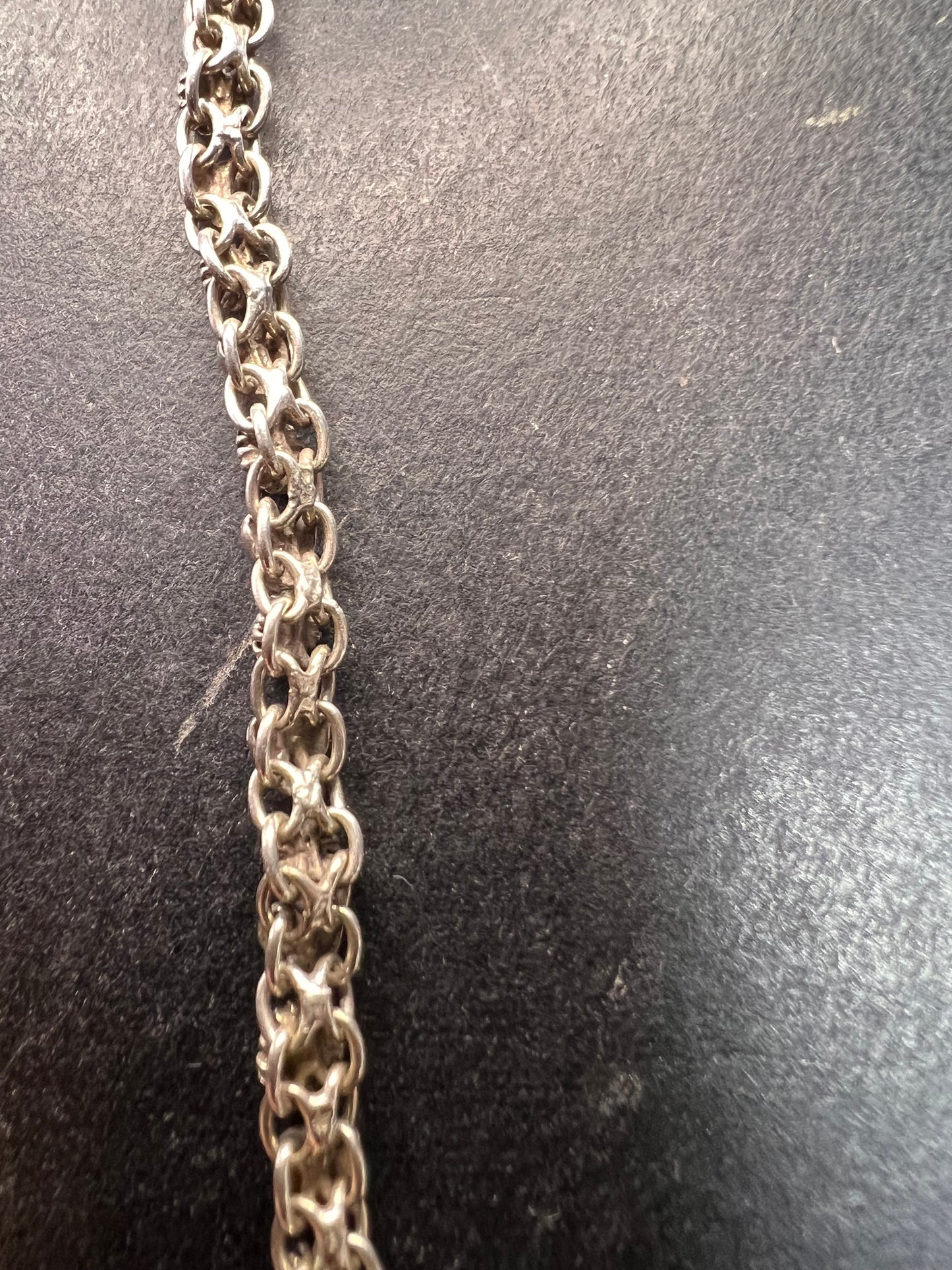 Vintage Cannetille and hearts sterling silver bracelet with charm