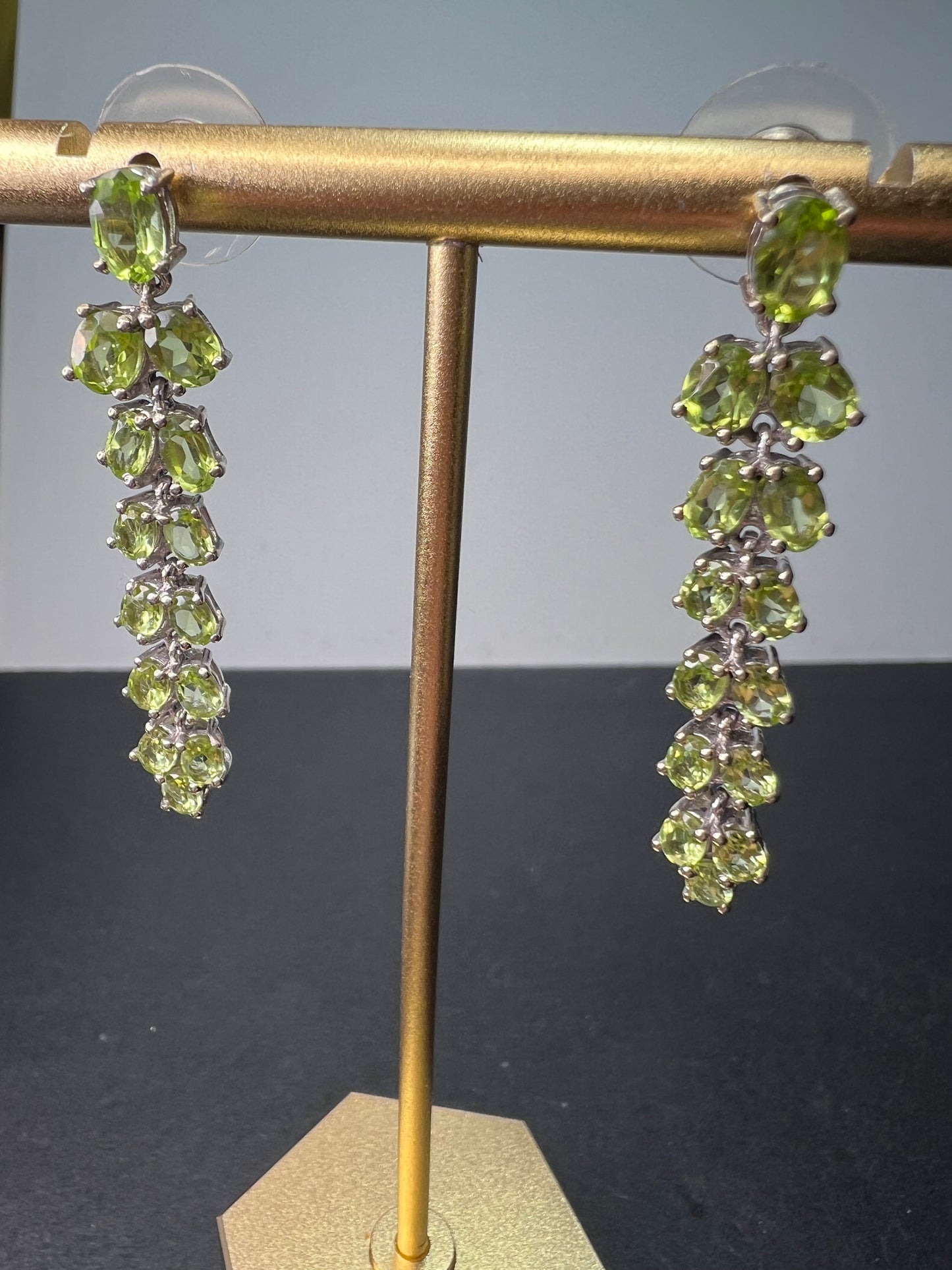 Peridot sterling silver chandelier earrings