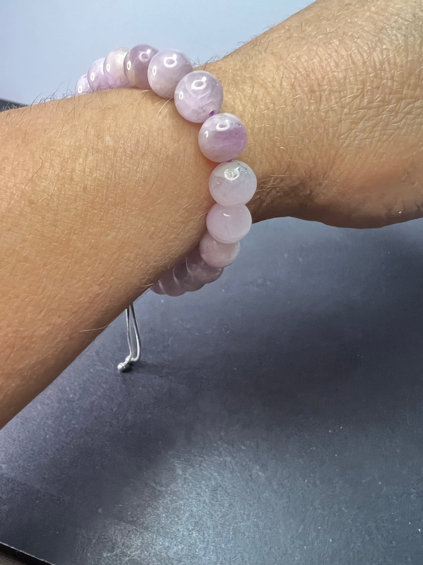 Kunzite Sterling silver bolo bracelet