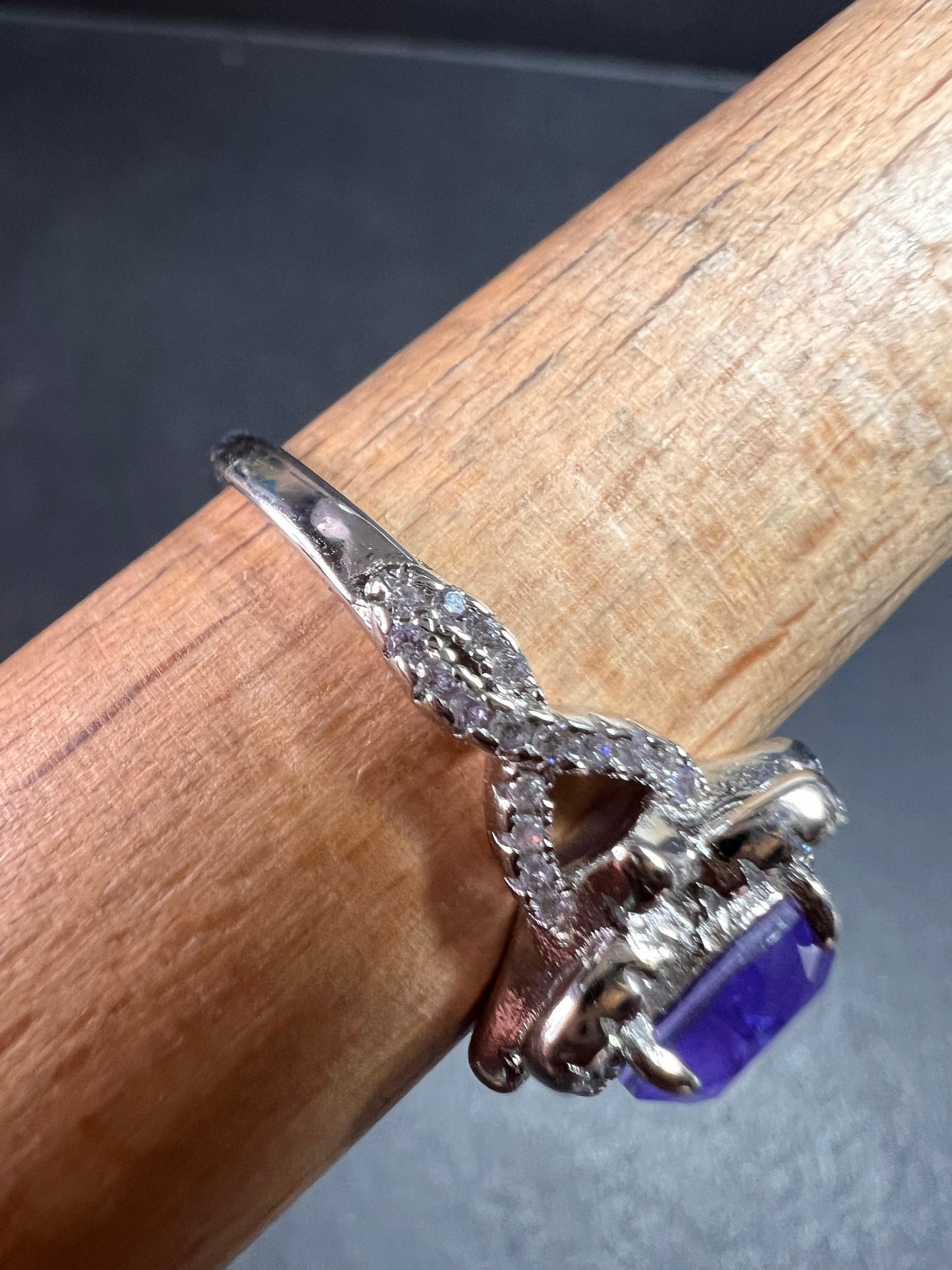 New Bomb Party Sterling Silver Lavender Simulated Amethyst Dinner Ring Sz 9