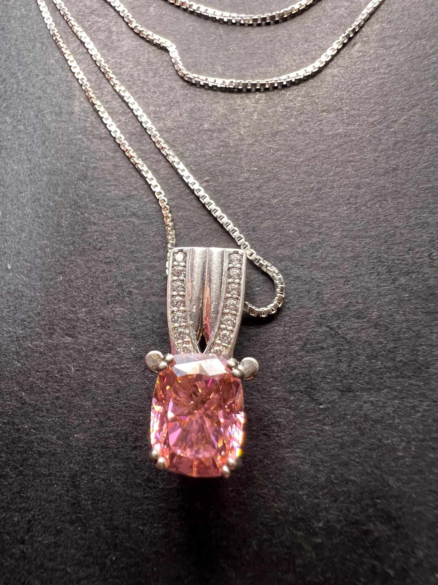 Bella Luce® 5.17ctw Pink and white CZ Rhodium Over Silver Pendant