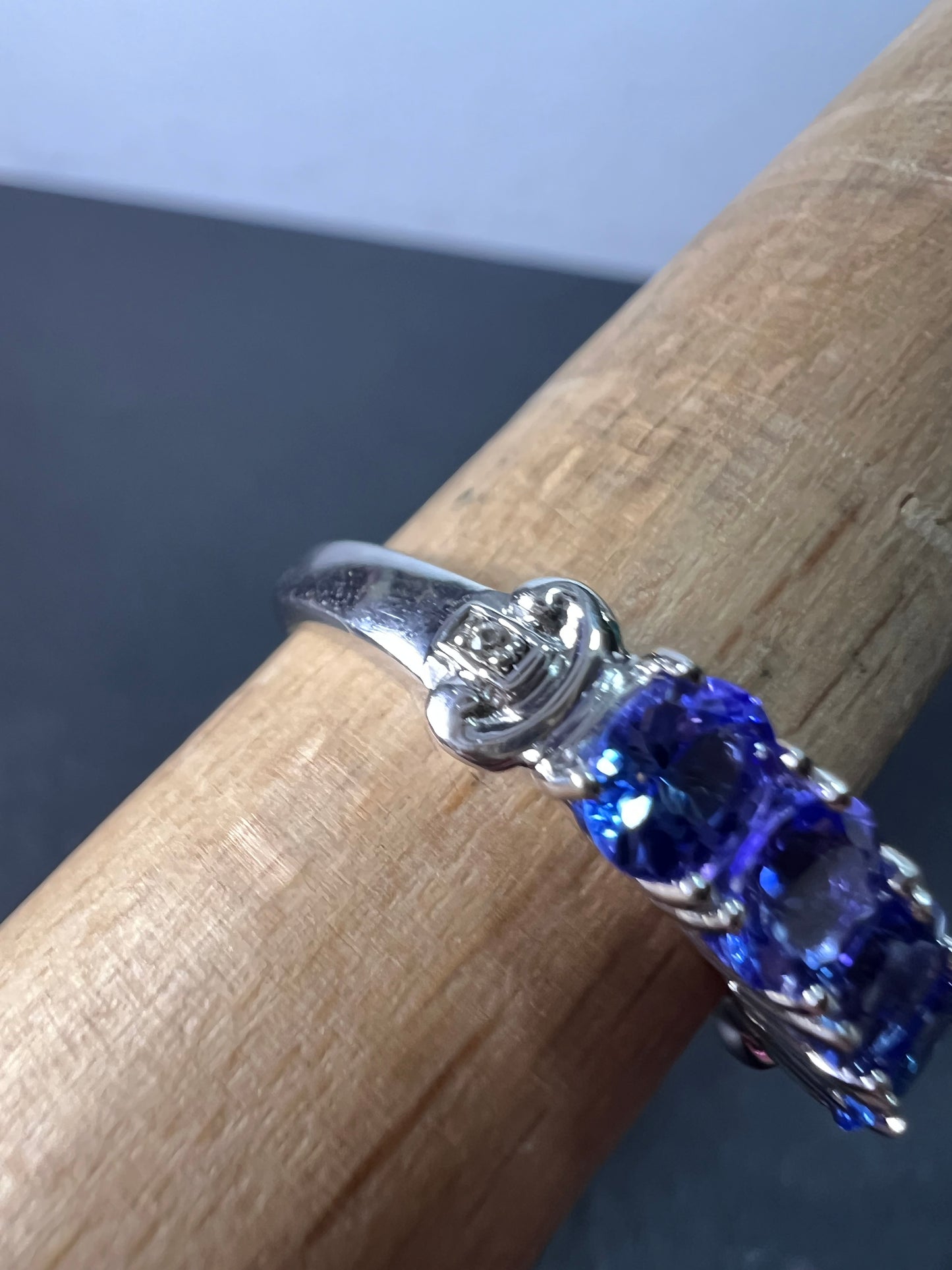 Blue Tanzanite Rhodium Over Sterling Silver 5-stone Band Ring 1.87ctw size 9