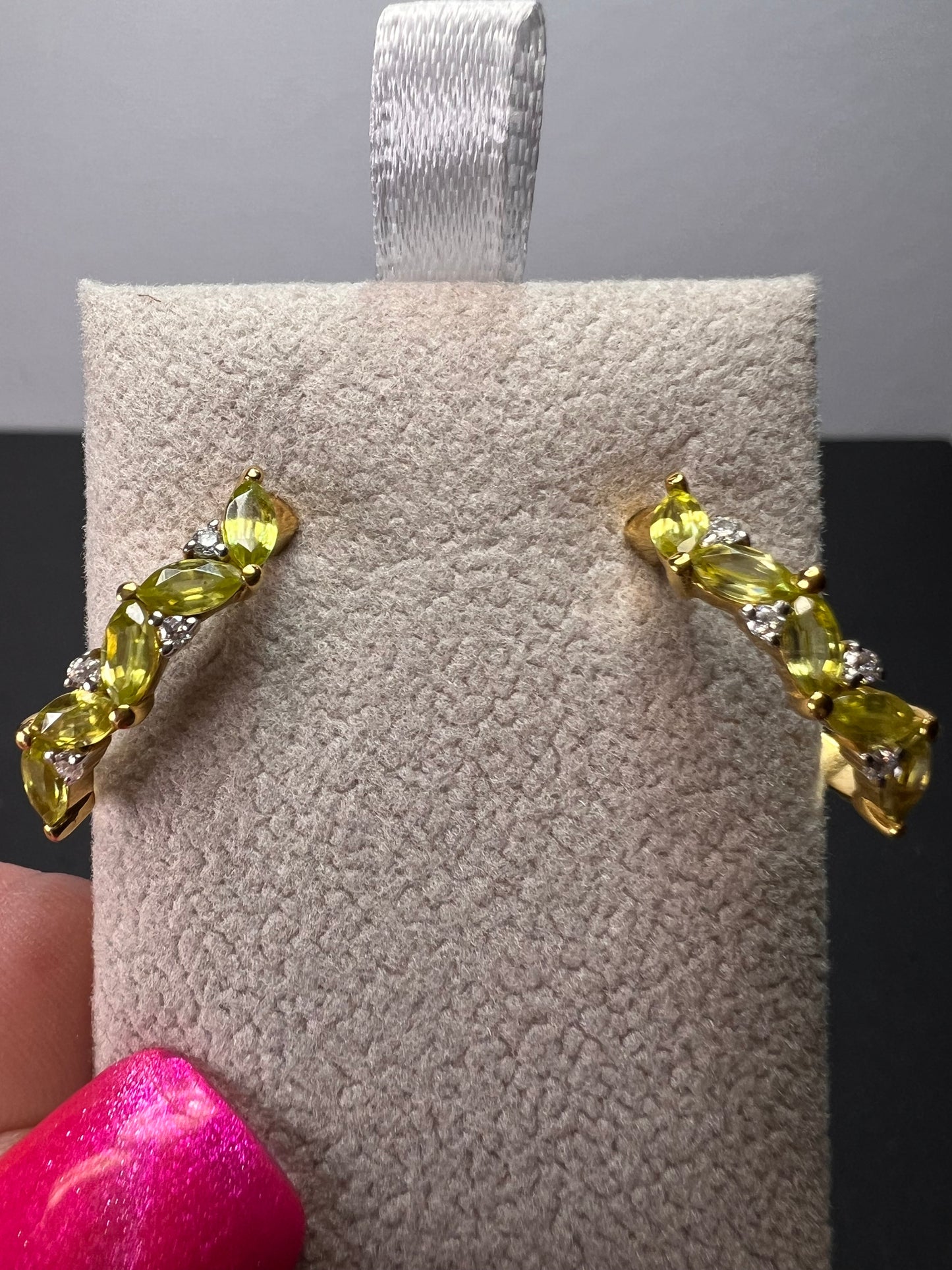 Sava sphene and moissanite j-hoop earrings in vermeil yellow gold over sterling silver 1.75 ctw