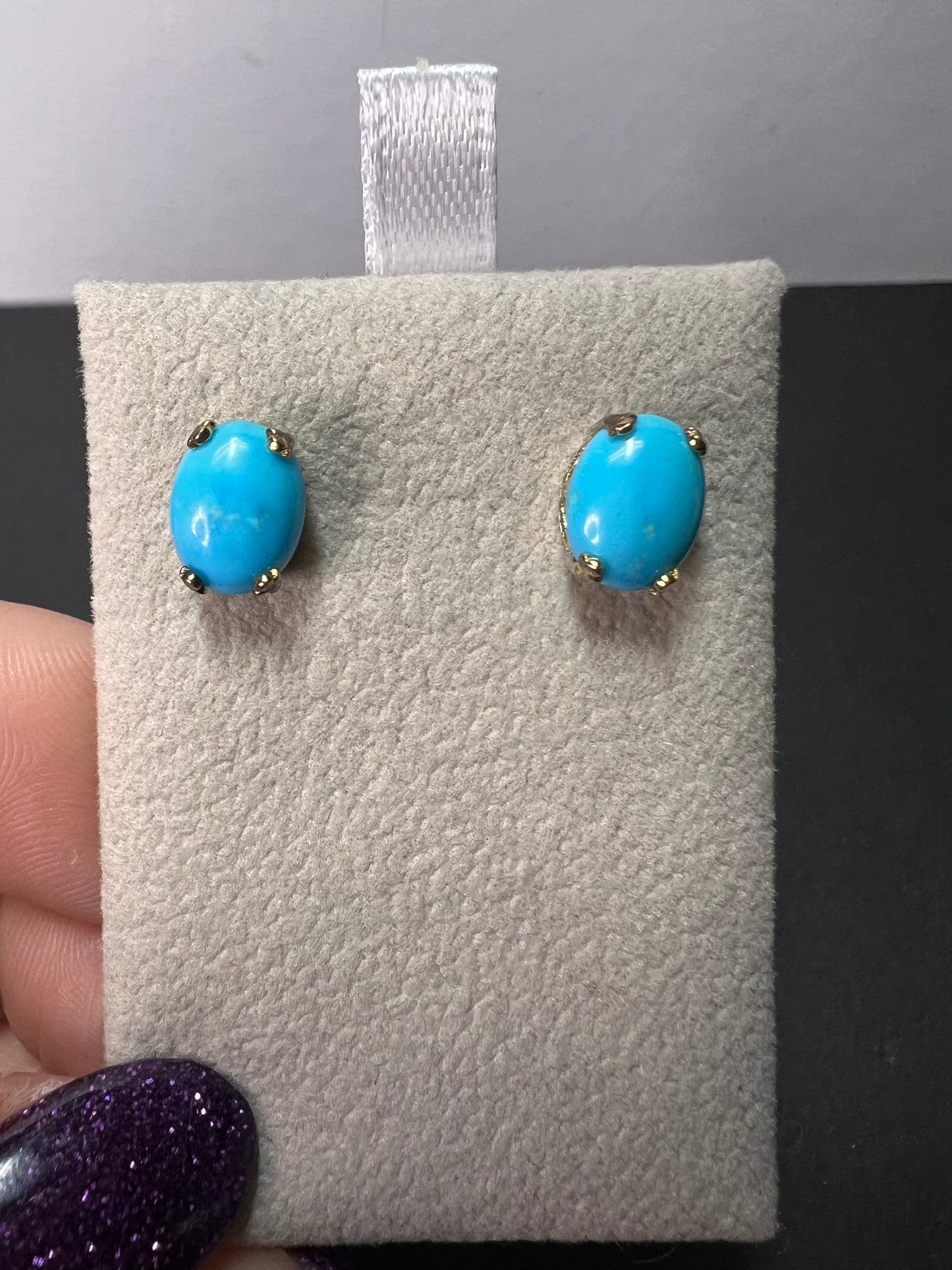 Sleeping Beauty turquoise two toned sterling silver stud earrings