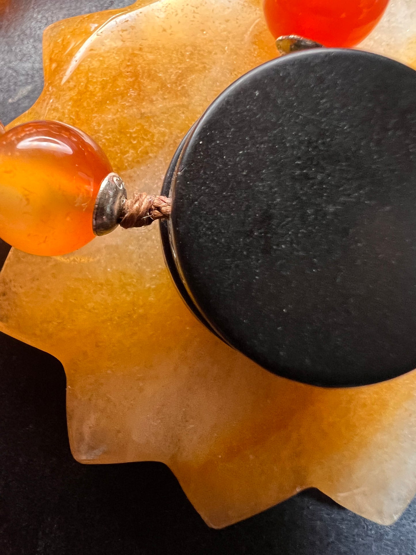 NEW carnelian multi stone sunface knotted necklace