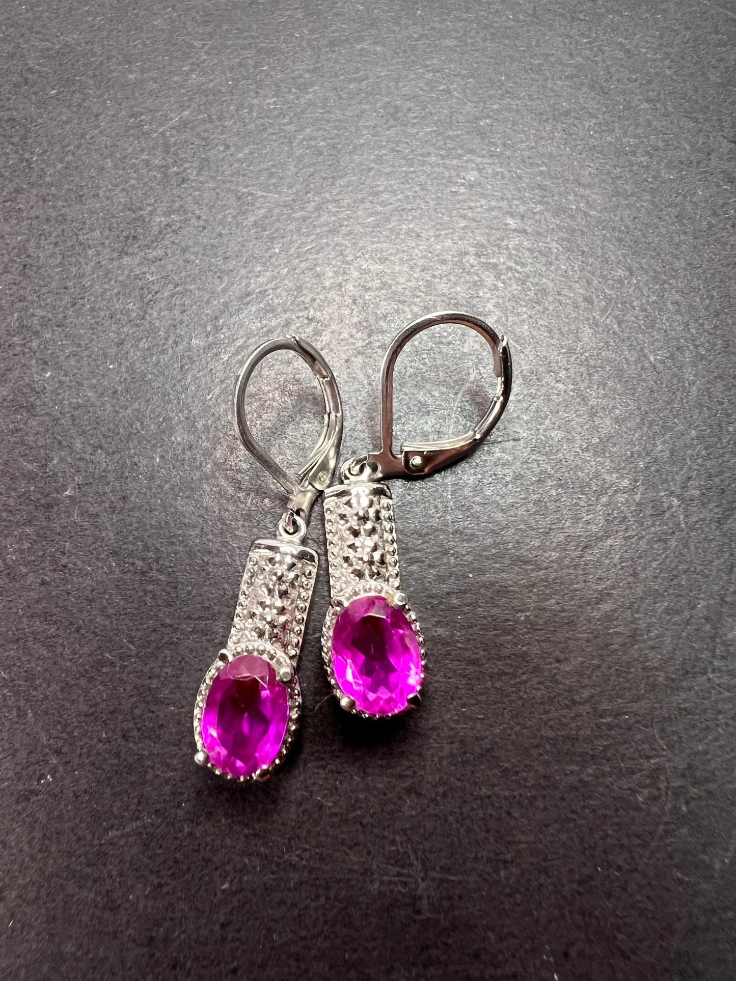 Radiant orchid quartz dangle earrings in stainless steel *NEW*