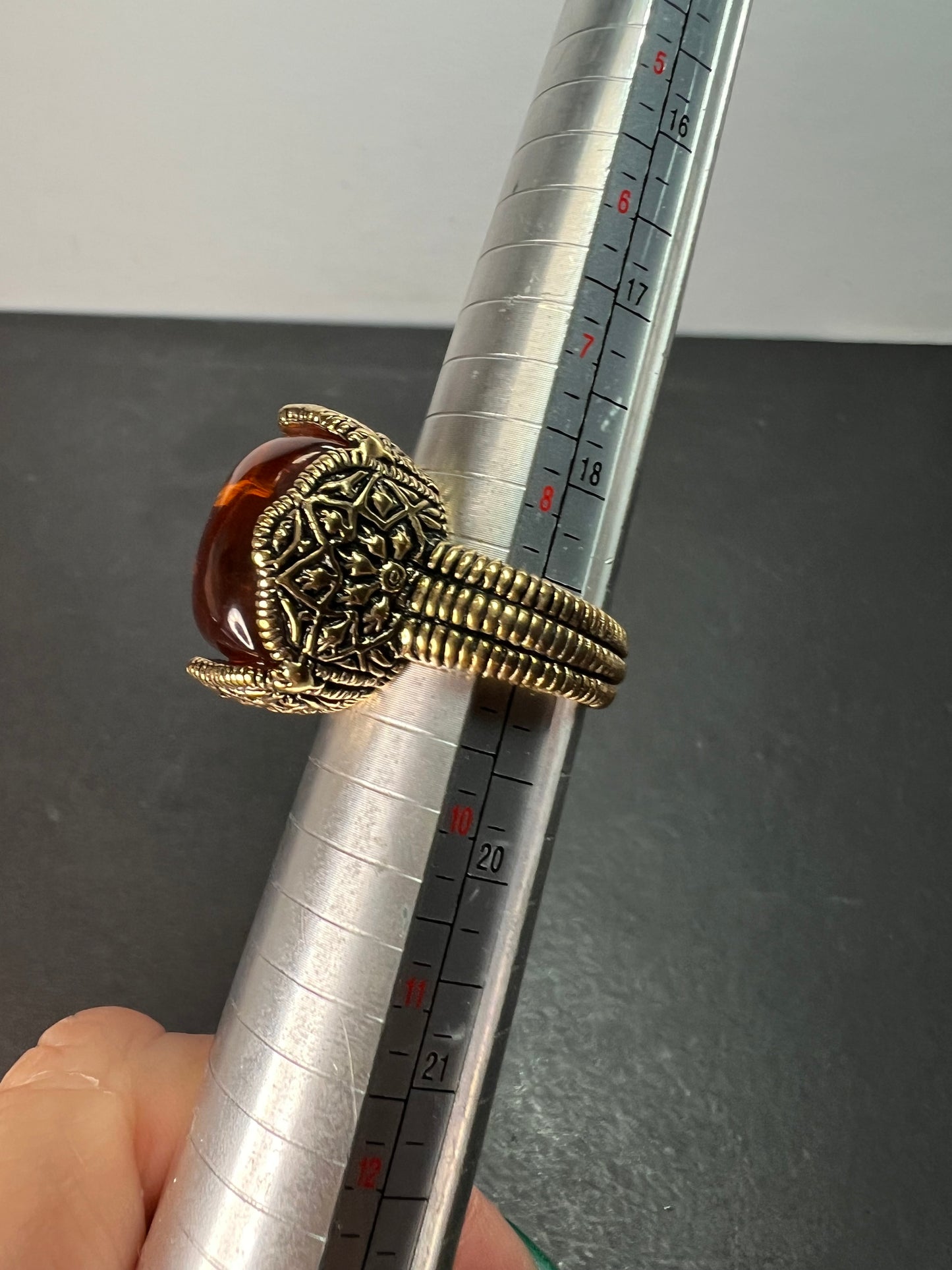 Designer Barse amber brass ring size 9