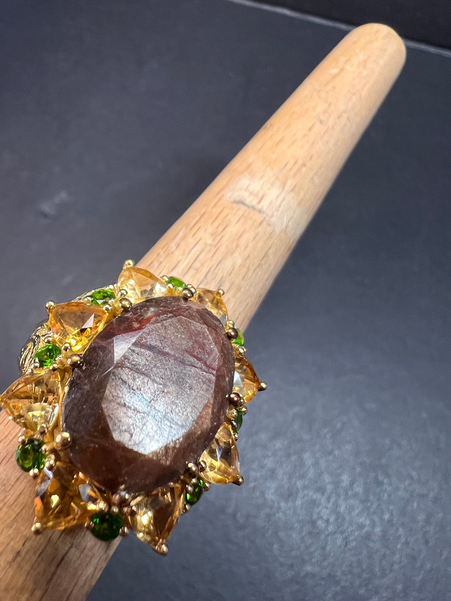 NEW chocolate sapphire multi gem cocktail ring in vermeil size 7