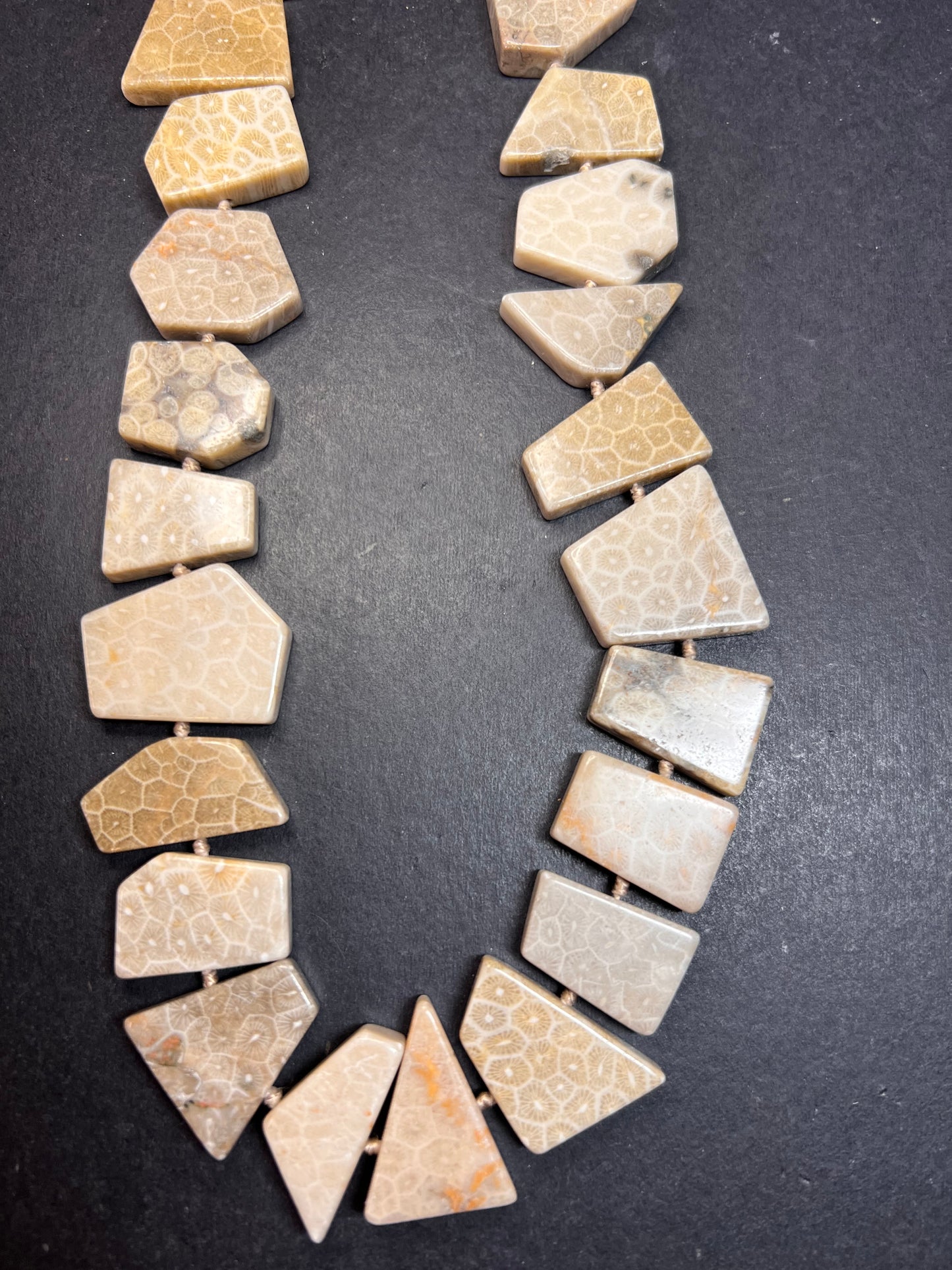 NEW fossil coral knotted necklace