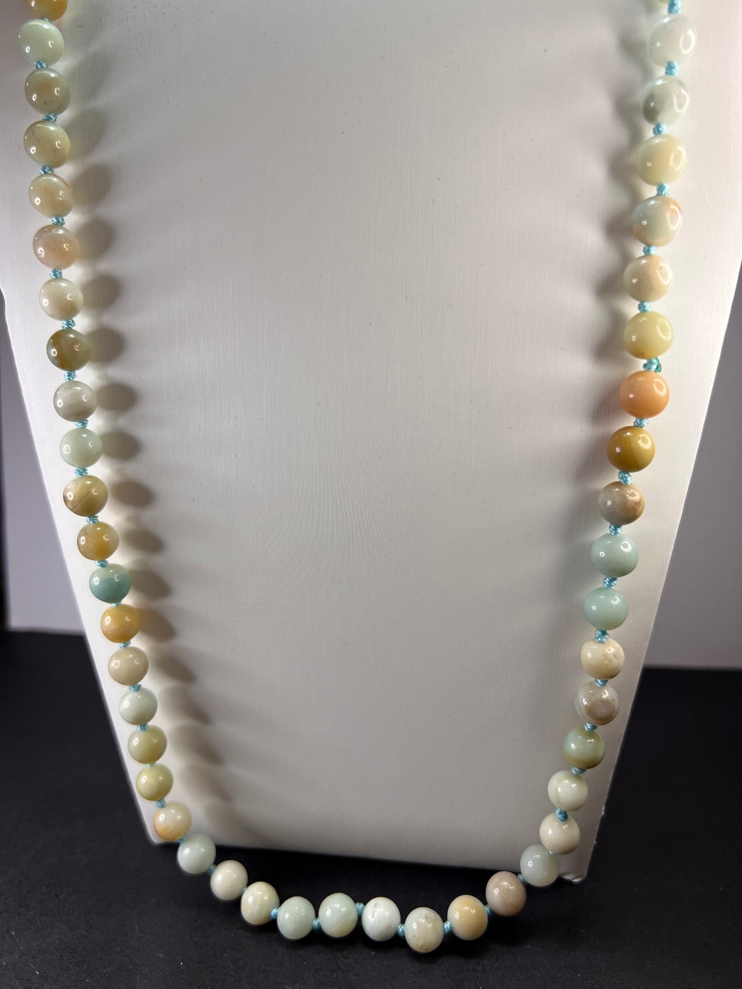 Amazonite knotted mala style endless necklace