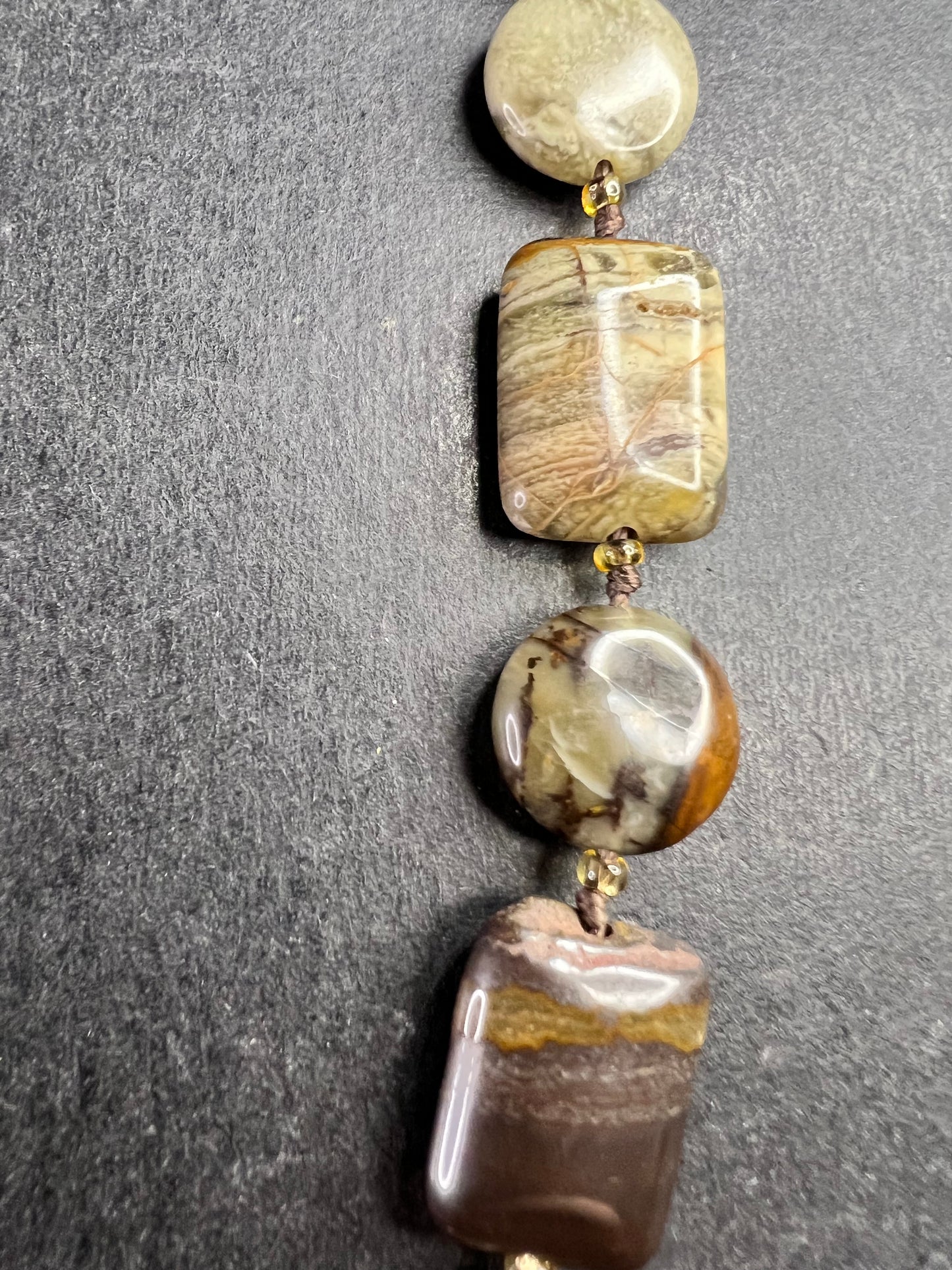 Vintage Petrified Wood Bead Necklace 20” Fossil Wood Earth Tone Jewelry