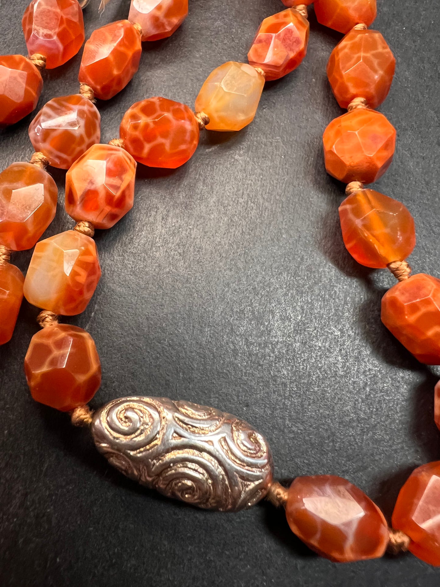 NEW fire agate Sterling silver necklace