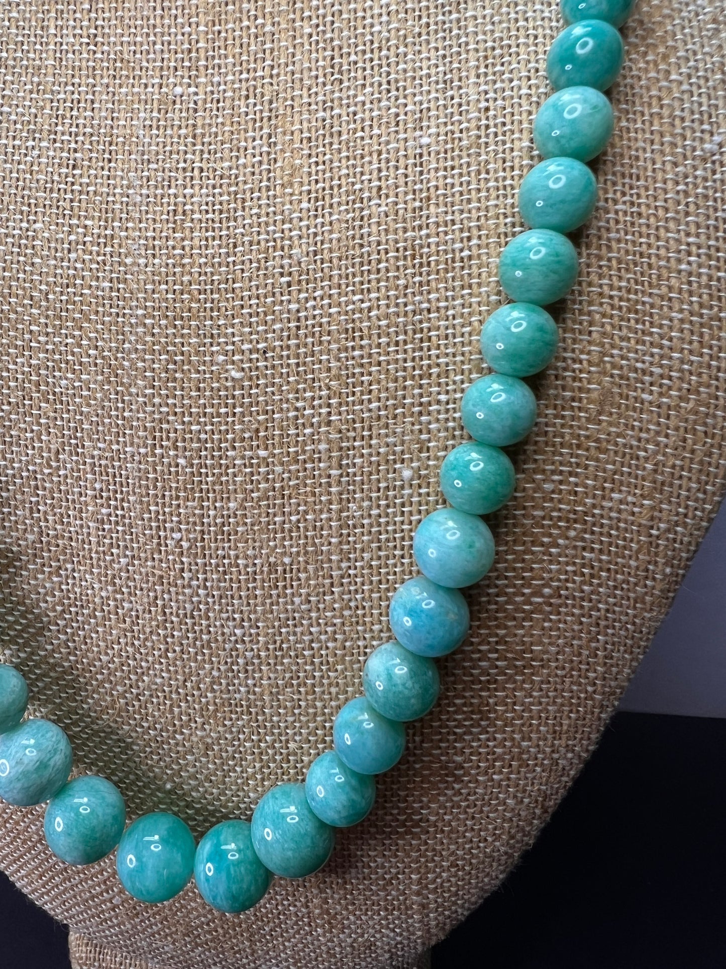 Amazonite beaded bolo necklace with sterling clasp and slide adjustments