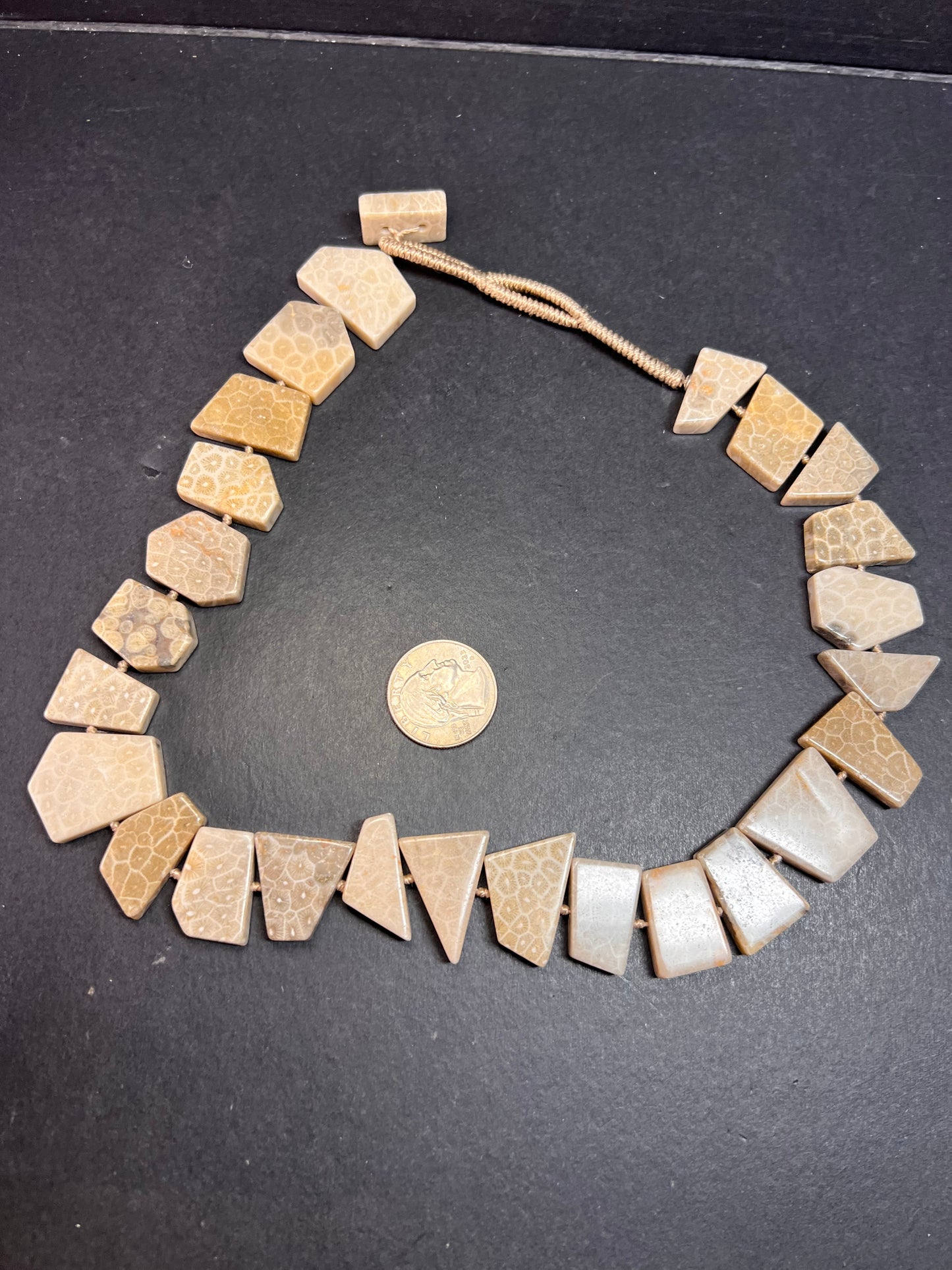 NEW fossil coral knotted necklace