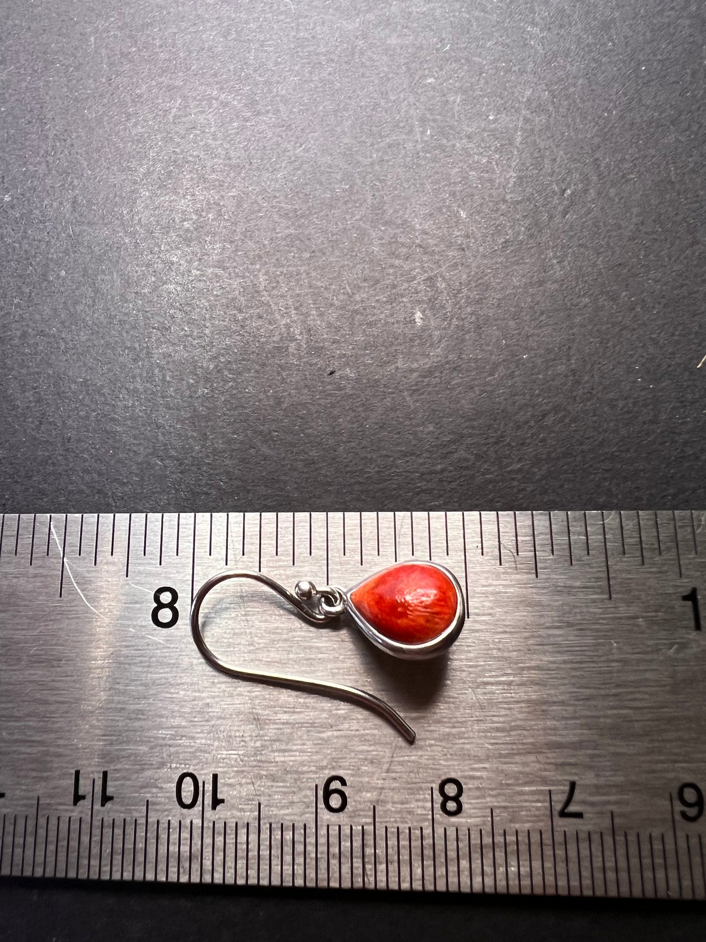 Red sponge coral sterling silver teardrop earrings