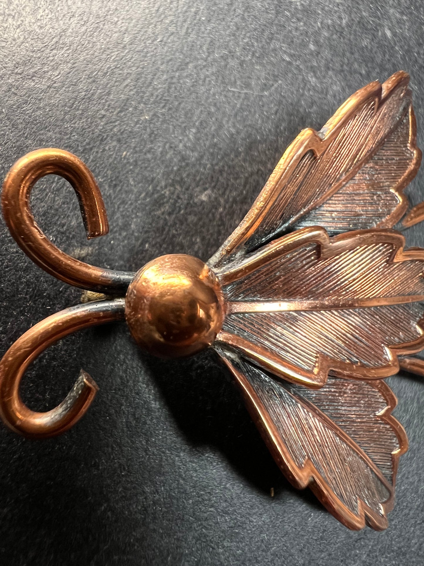 Vintage Bell Trading Post Copper Insect Pin Leaf Wings Southwestern
