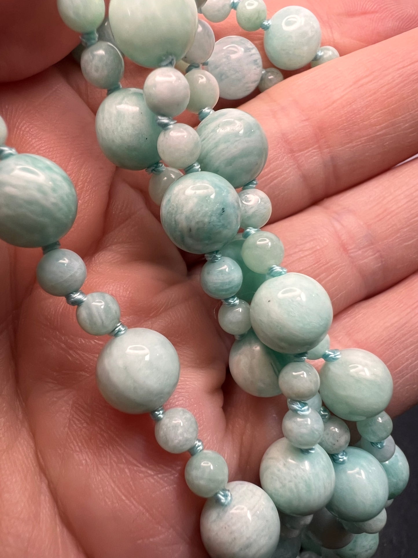 Amazonite knotted 36 inch endless necklace