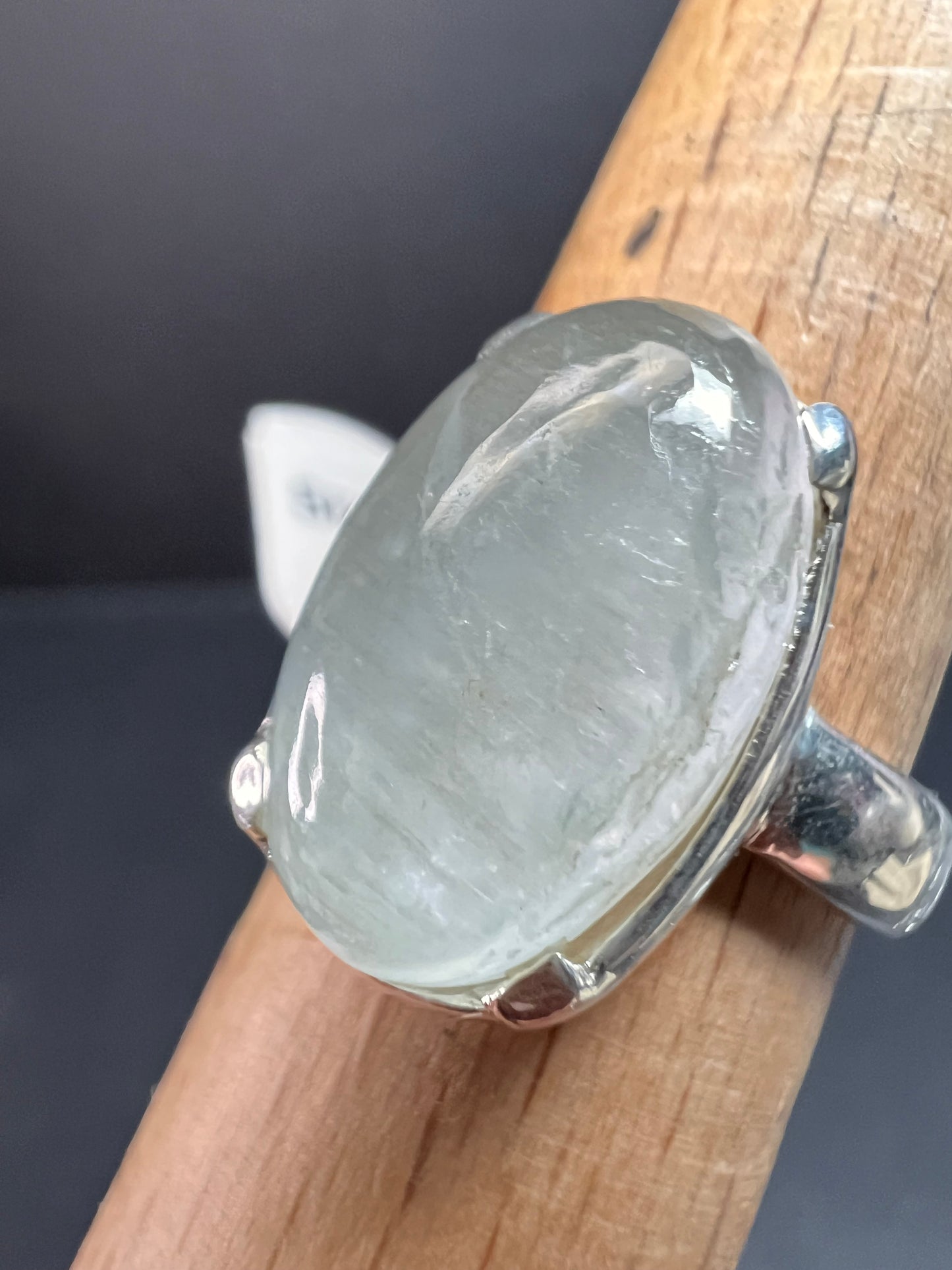 NEW Chatoyant aquamarine sterling silver ring size 8