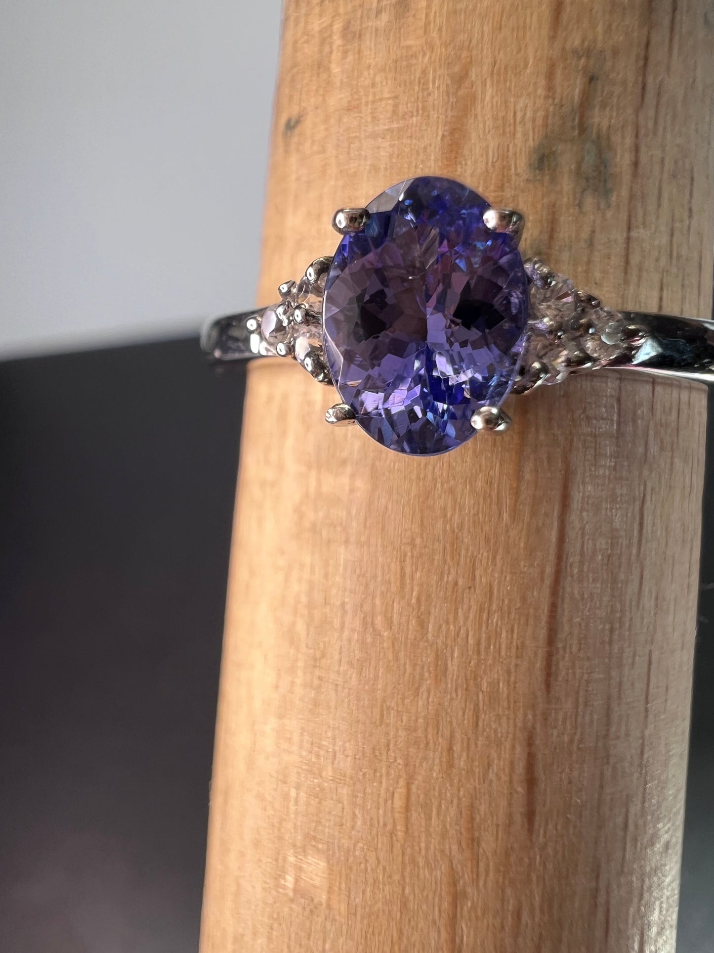 Tanzanite, Cambodian Zircon Ring in Platinum Over Sterling Silver, Fashion Rings For Women 1.10 ctw size 9