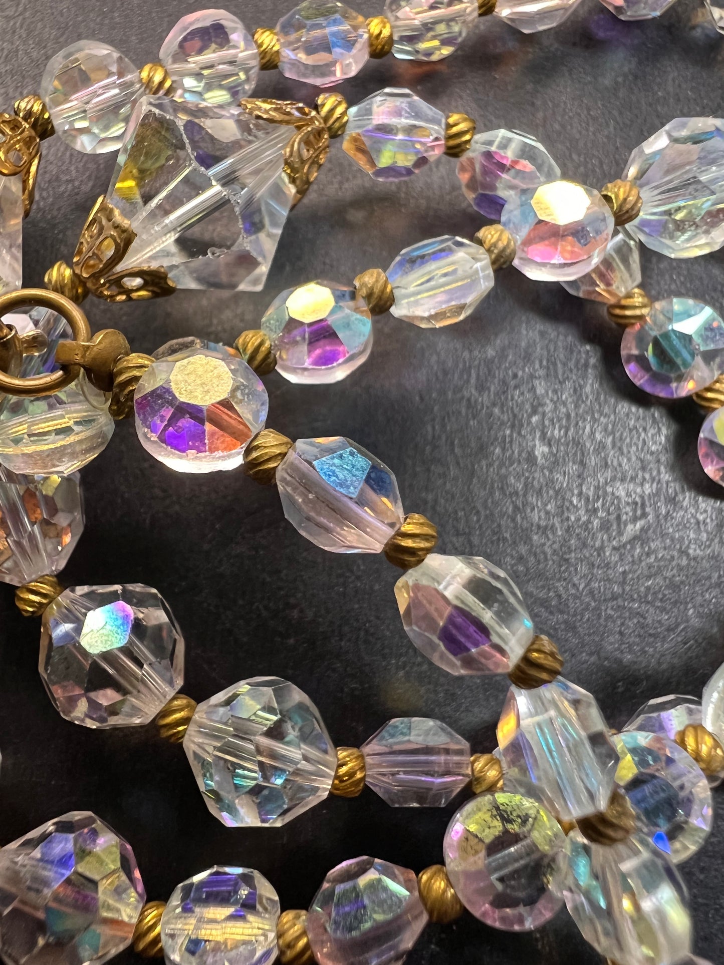 Vintage Aurora Borealis crystal beaded necklace