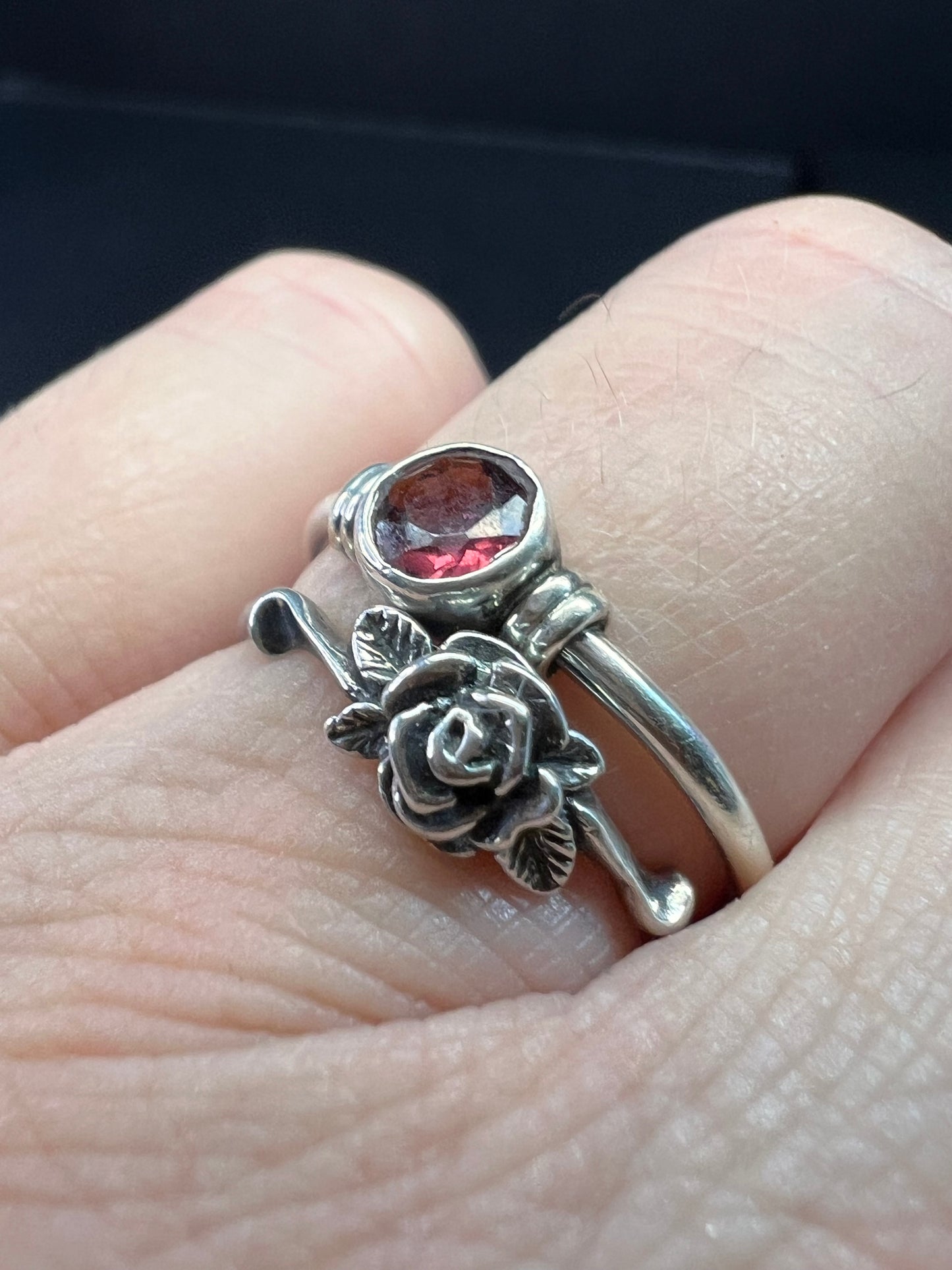 Vintage sterling silver rose ring size 7