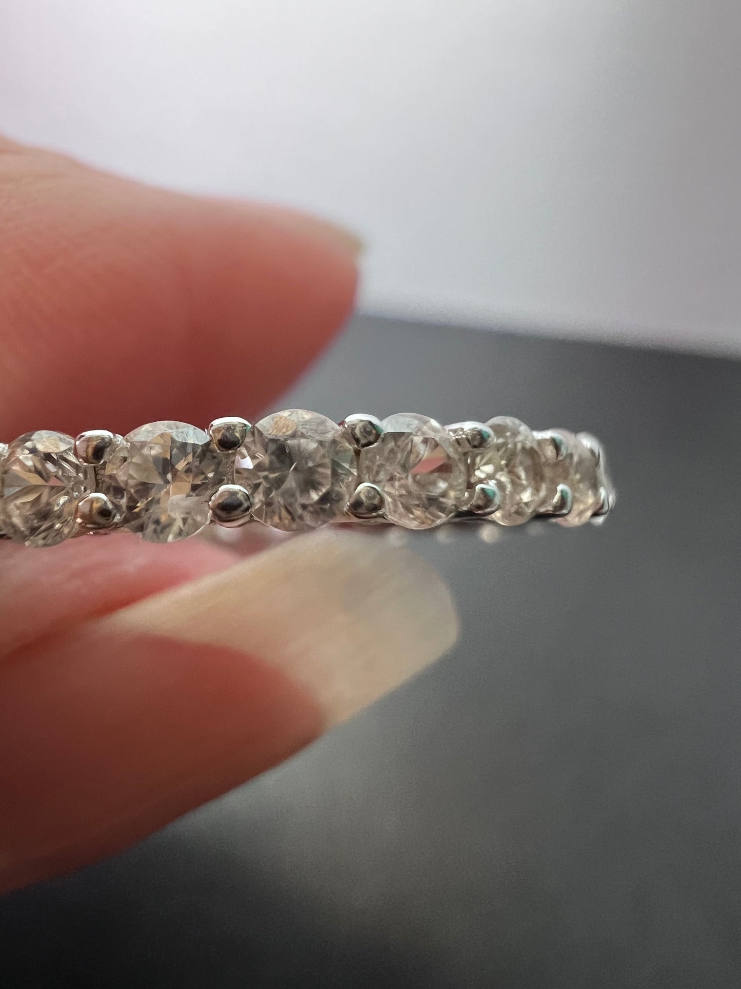 White topaz sterling silver stackable eternity band size 8