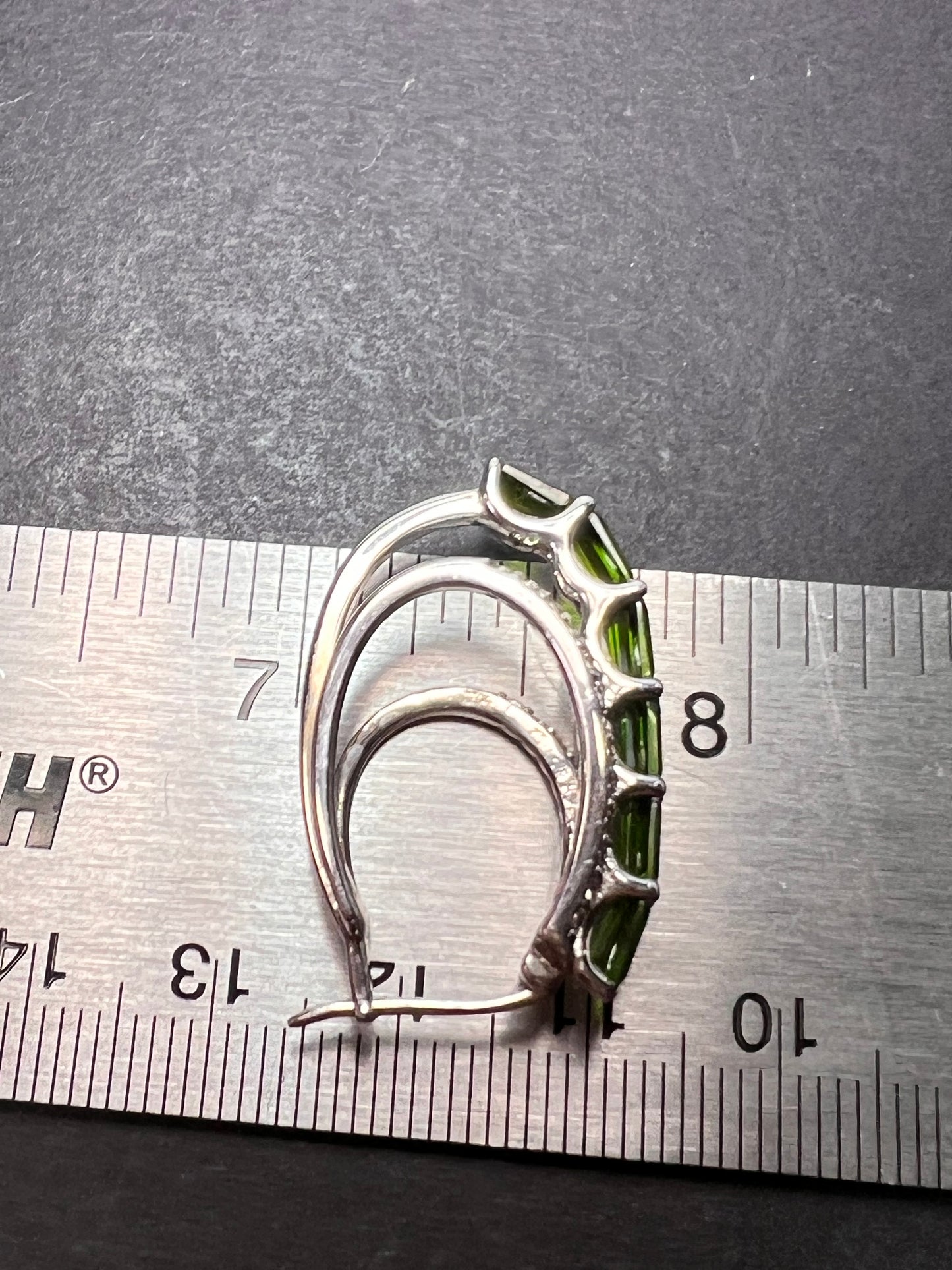 Chrome diopside platinum over sterling hoop earrings