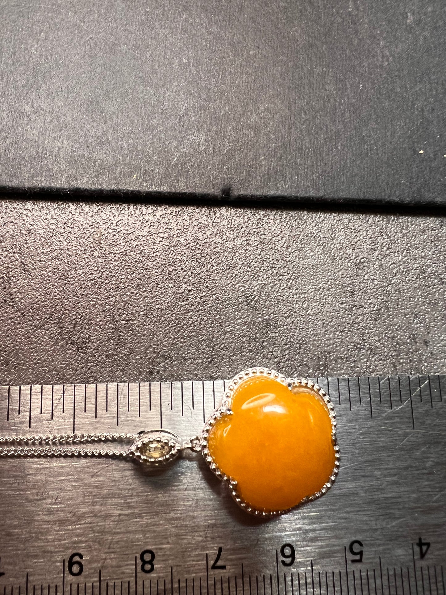 NEW Yellow jade cherry blossom pendant necklace in sterling silver