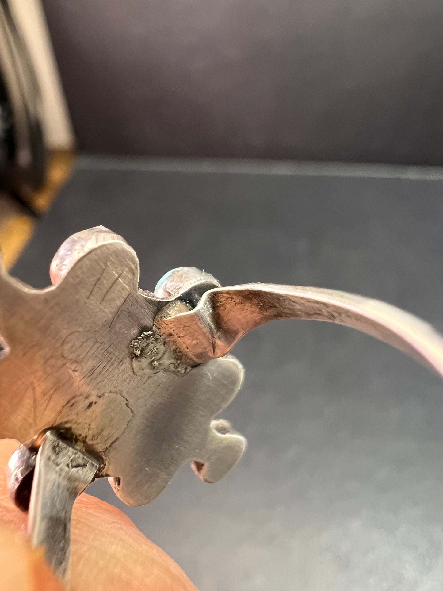 Vintage Sterling Turquoise Cluster Ring Size 7 Southwestern Style