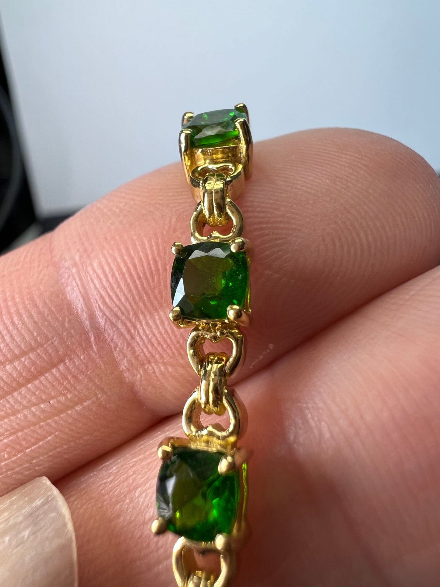 18k gold over sterling chrome diopside bolo bracelet