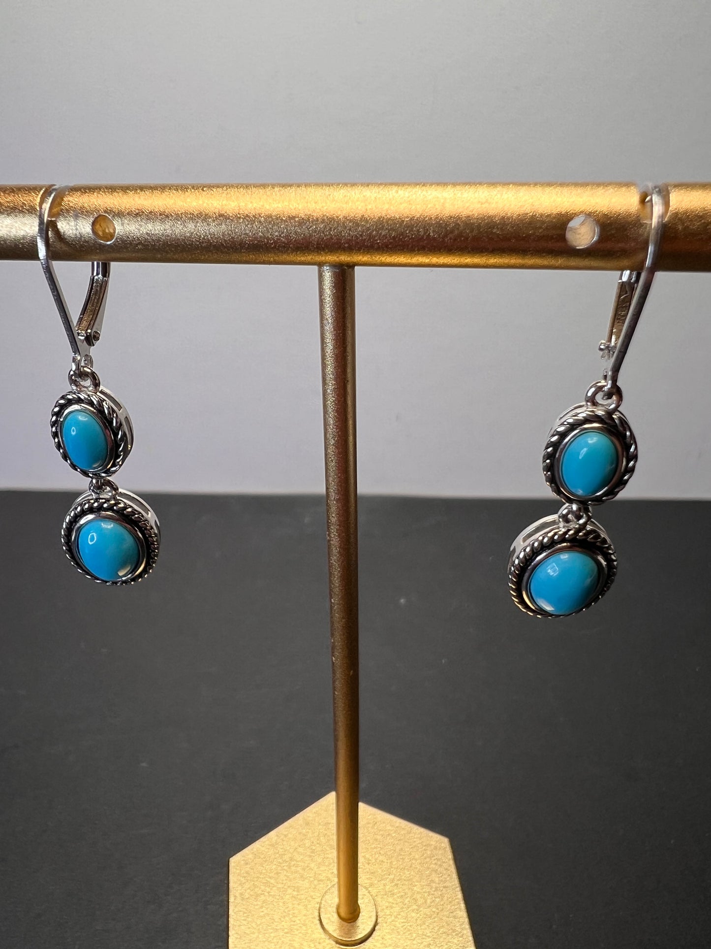 Blue Sleeping Beauty Turquoise Rhodium Over Sterling Silver Earrings