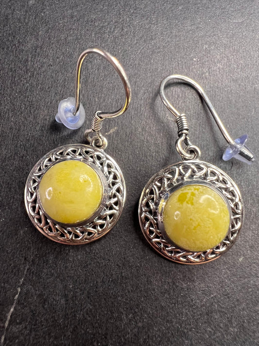 NEW Irish Connemara marble sterling silver earrings