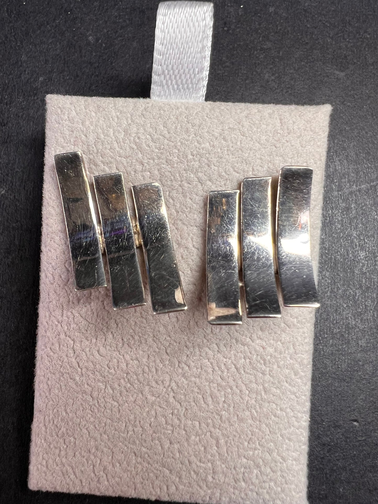 Vintage Los Ballesteros modernist sterling silver earrings Taxco