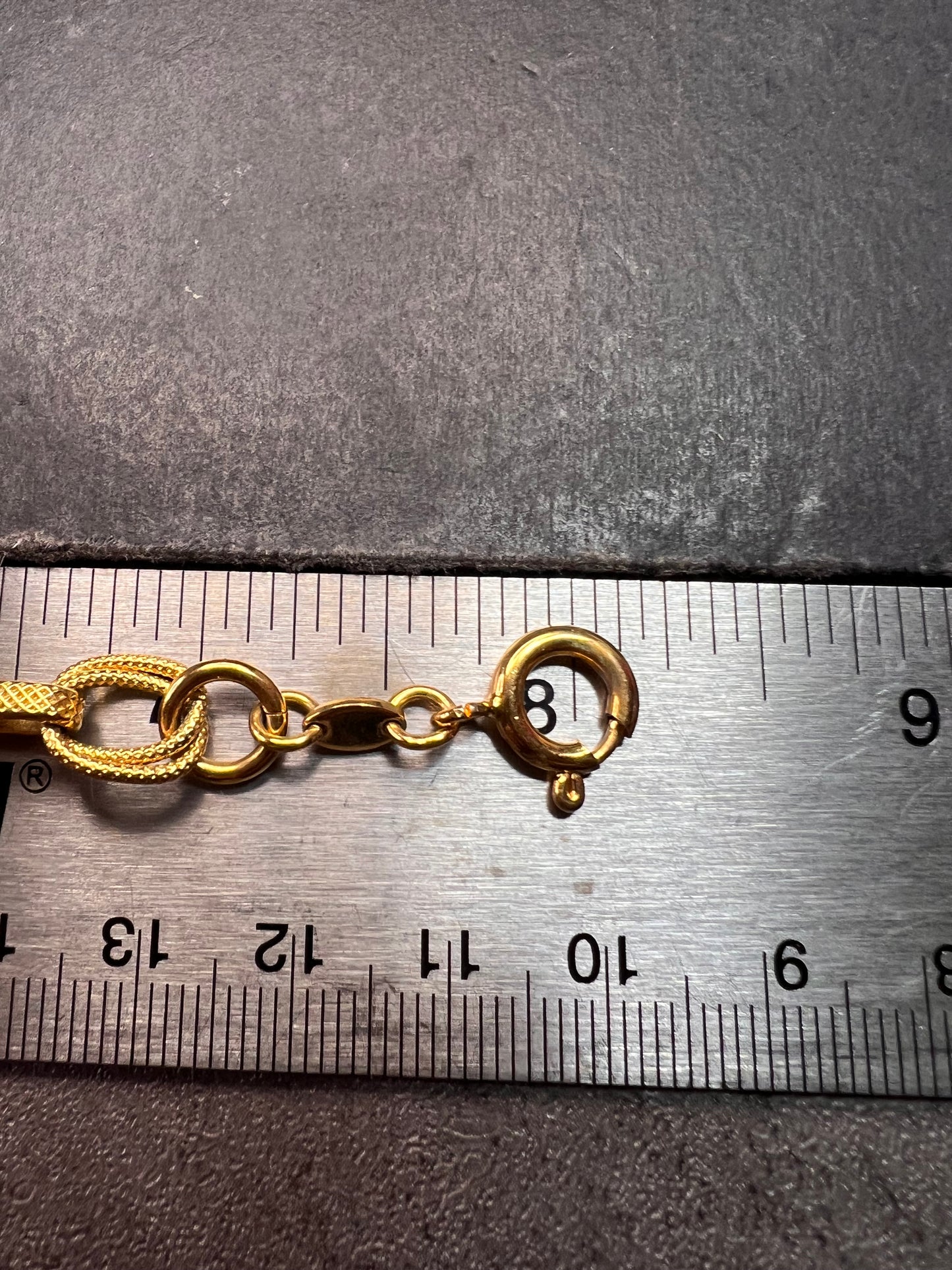 Vintage Italian 18k Gold Plated Bronze Textured Link Bracelet