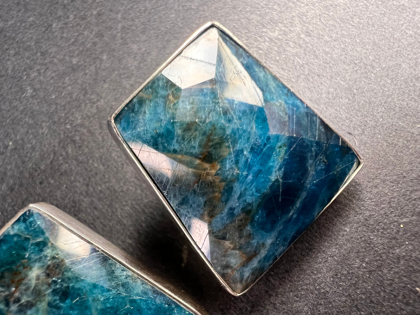 NEW Jay King blue apatite geometric sterling silver earrings