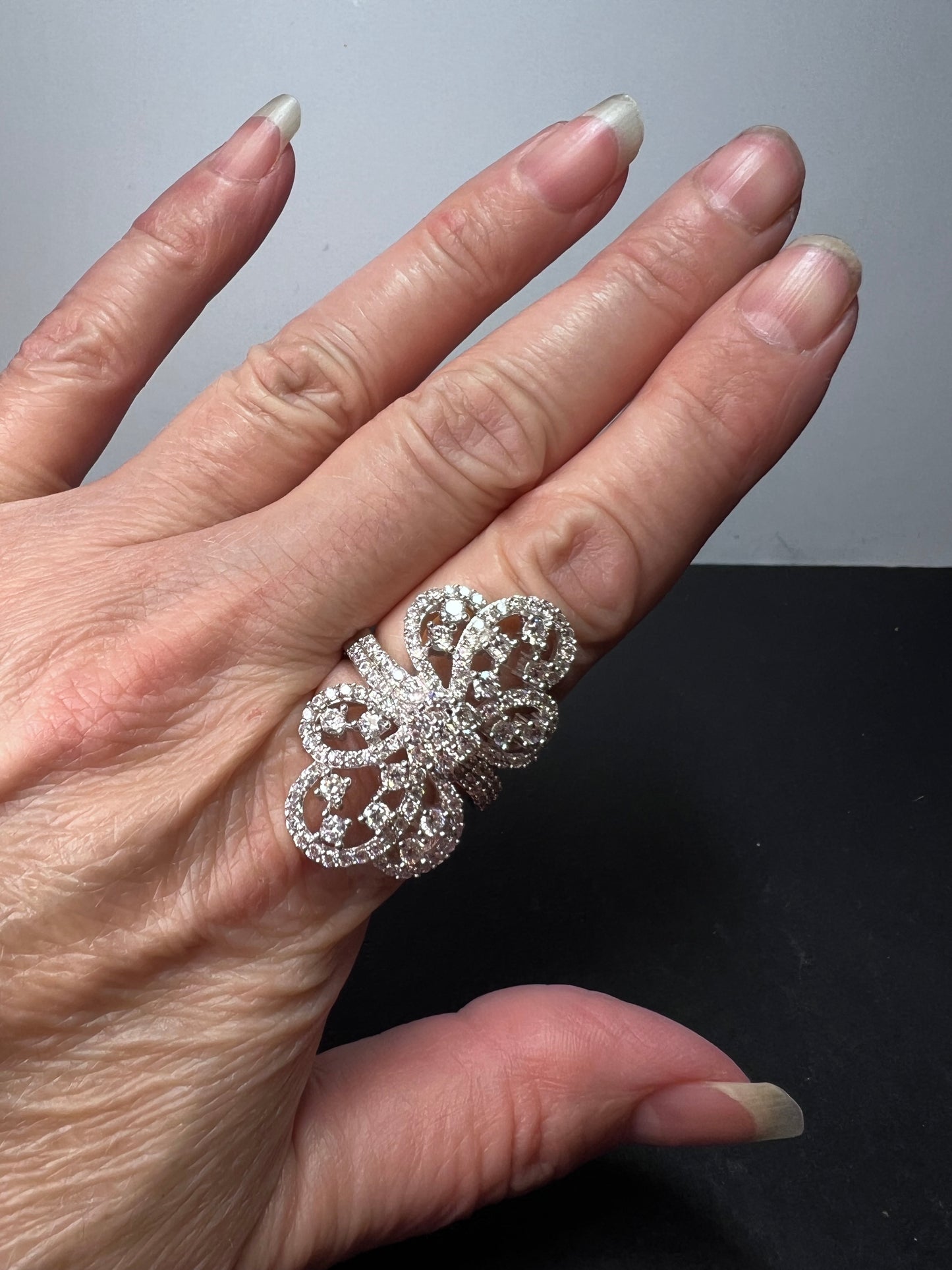 CZ cocktail ring In sterling silver size 9.5