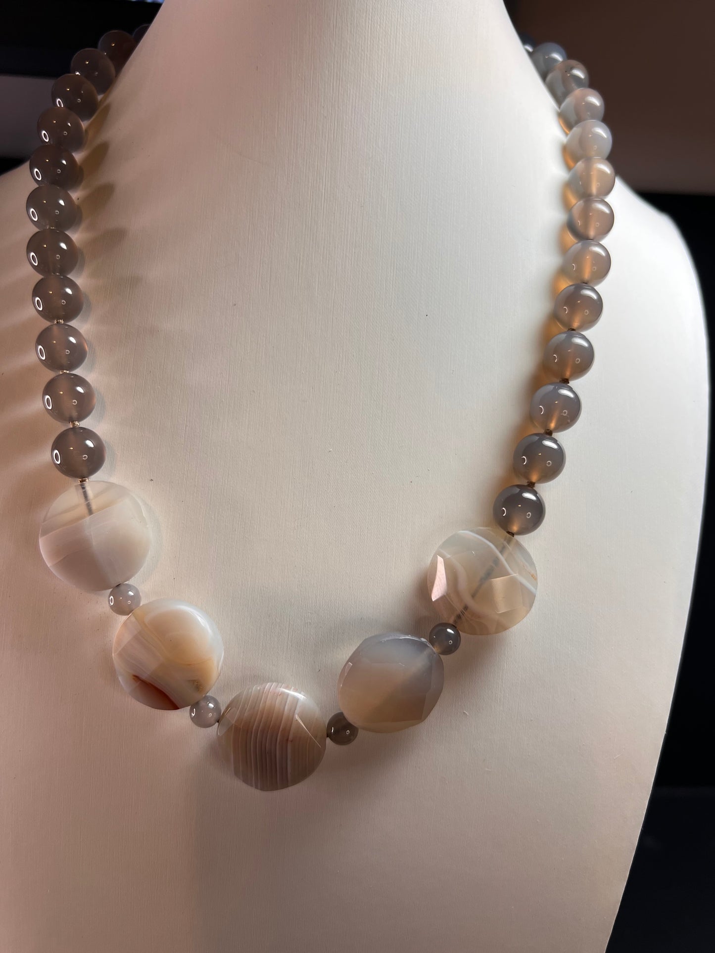 NEW Botswana agate necklace with sterling silver clasp