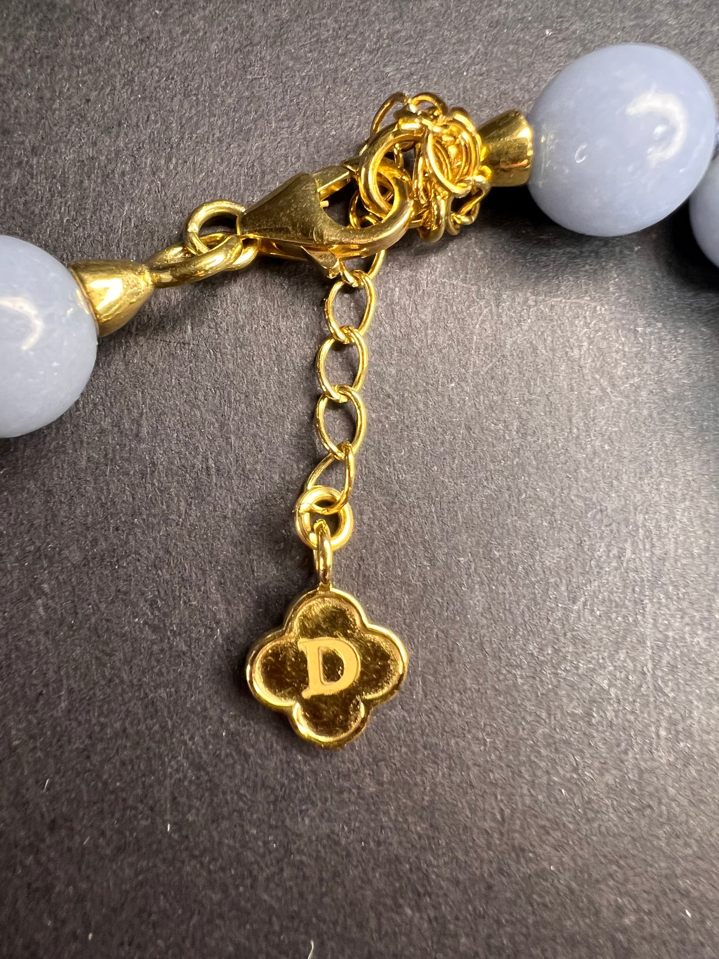 NEW Angelite beaded 18-20 inch necklace with vermeil yellow gold clasp