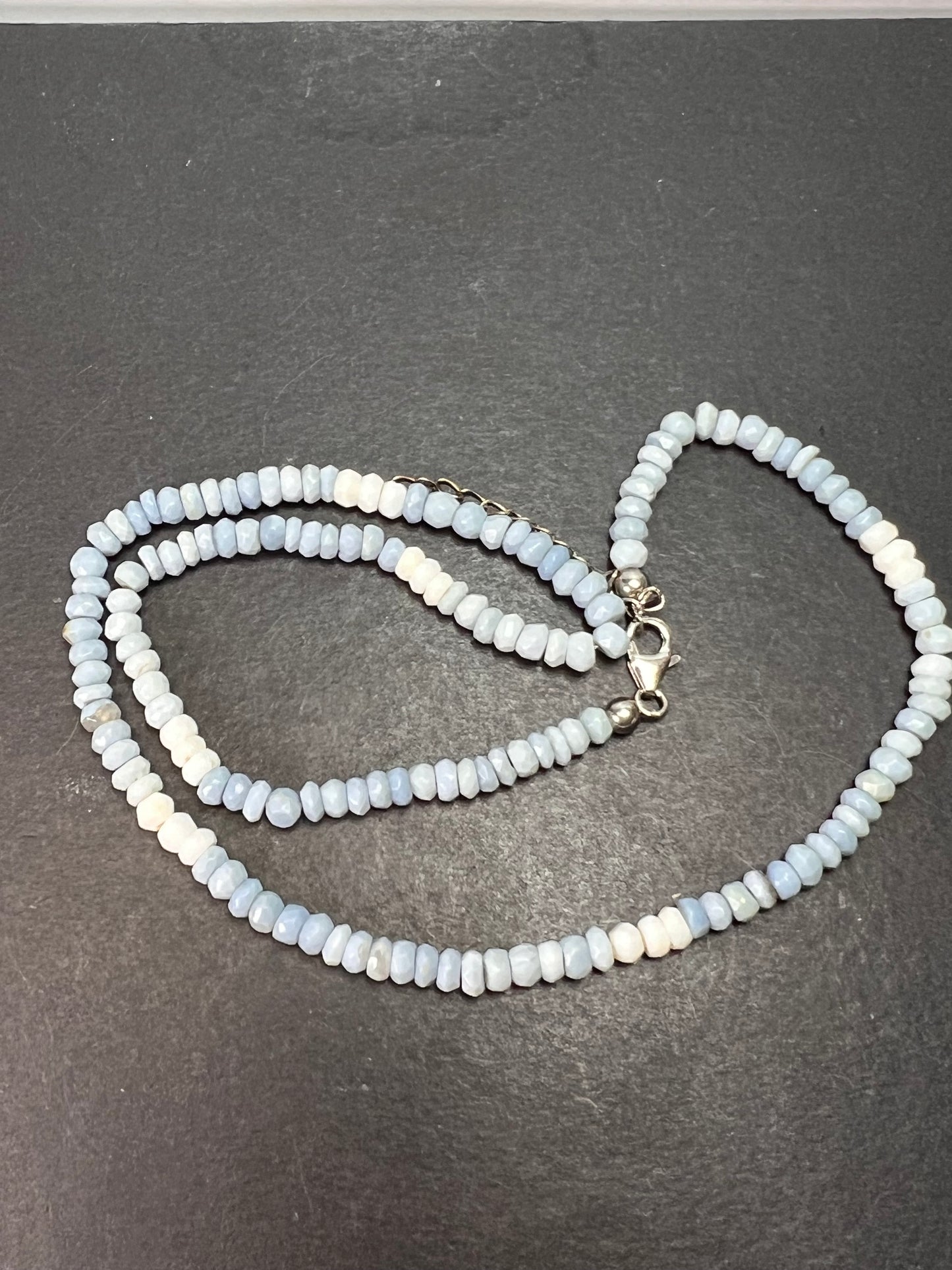 Shaded blue opal necklace with sterling silver clasp