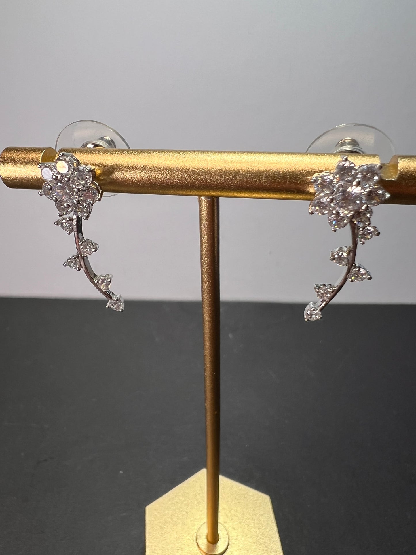 White Cubic Zirconia Rhodium Over Sterling Silver Climber Earrings 2.71ctw