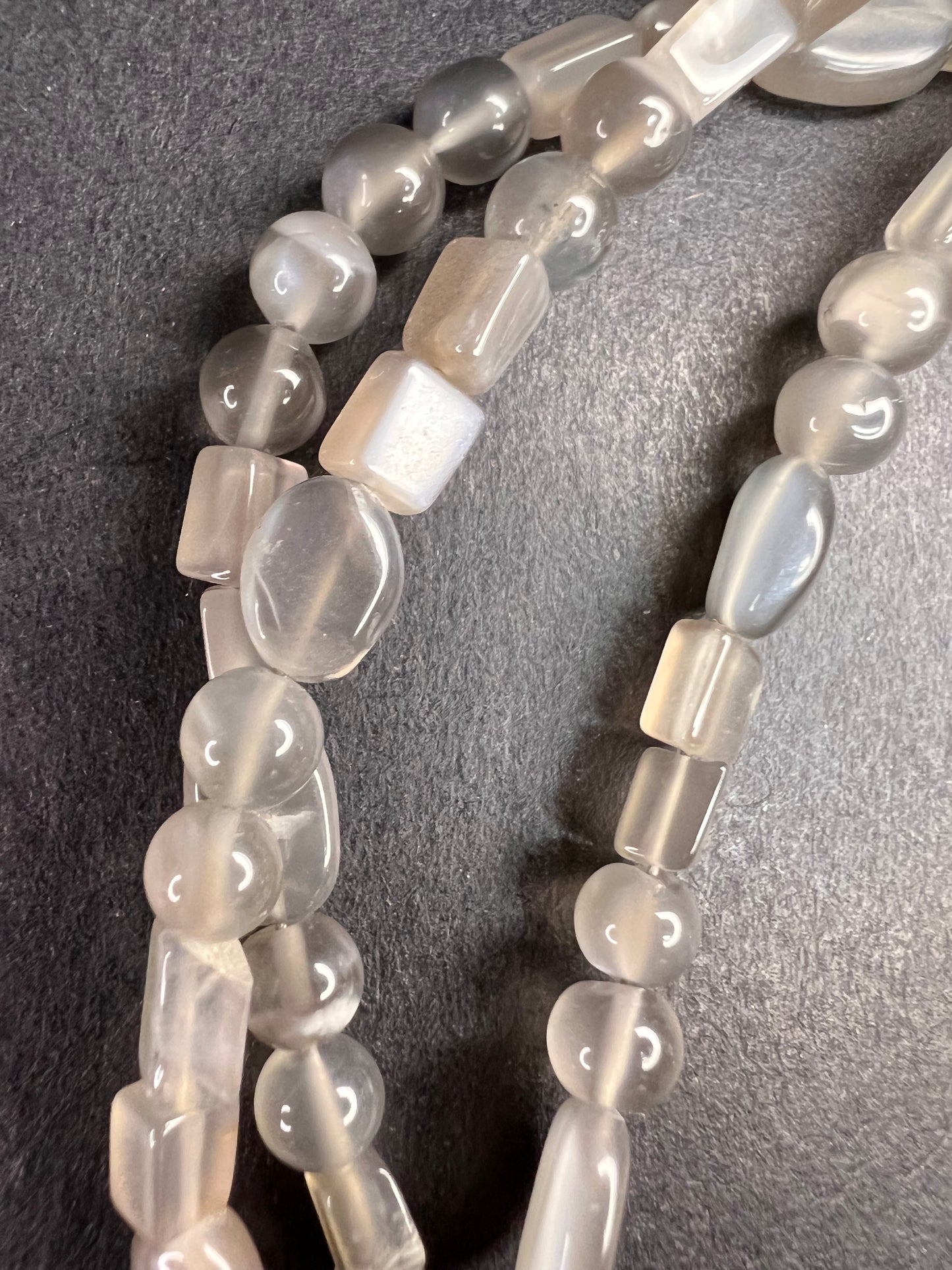 NEW Nate & Etan grey moonstone triple strand necklace with sterling silver clasp