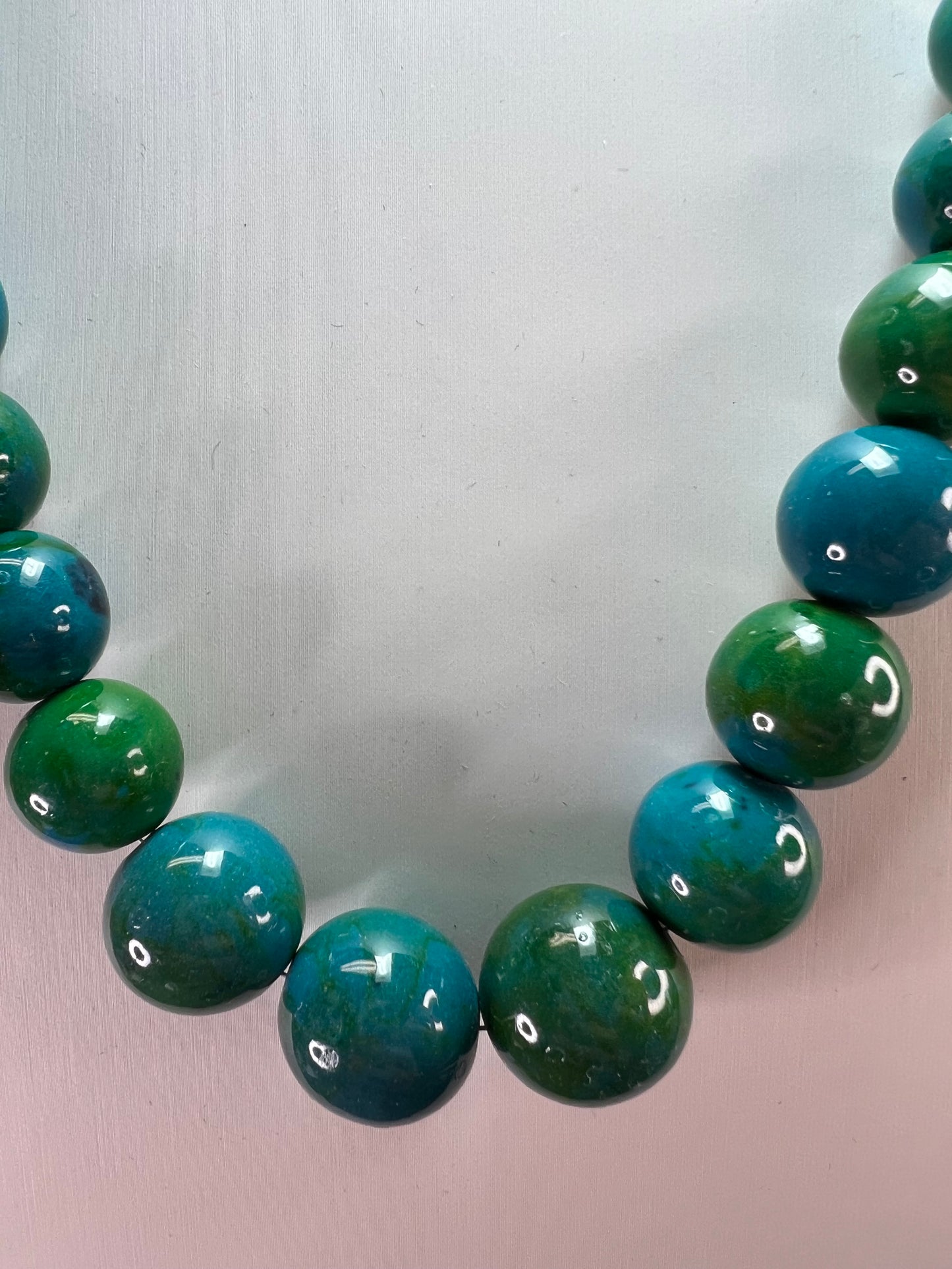 Chrysocolla beaded 20 inch necklace with sterling silver clasp *NEW*