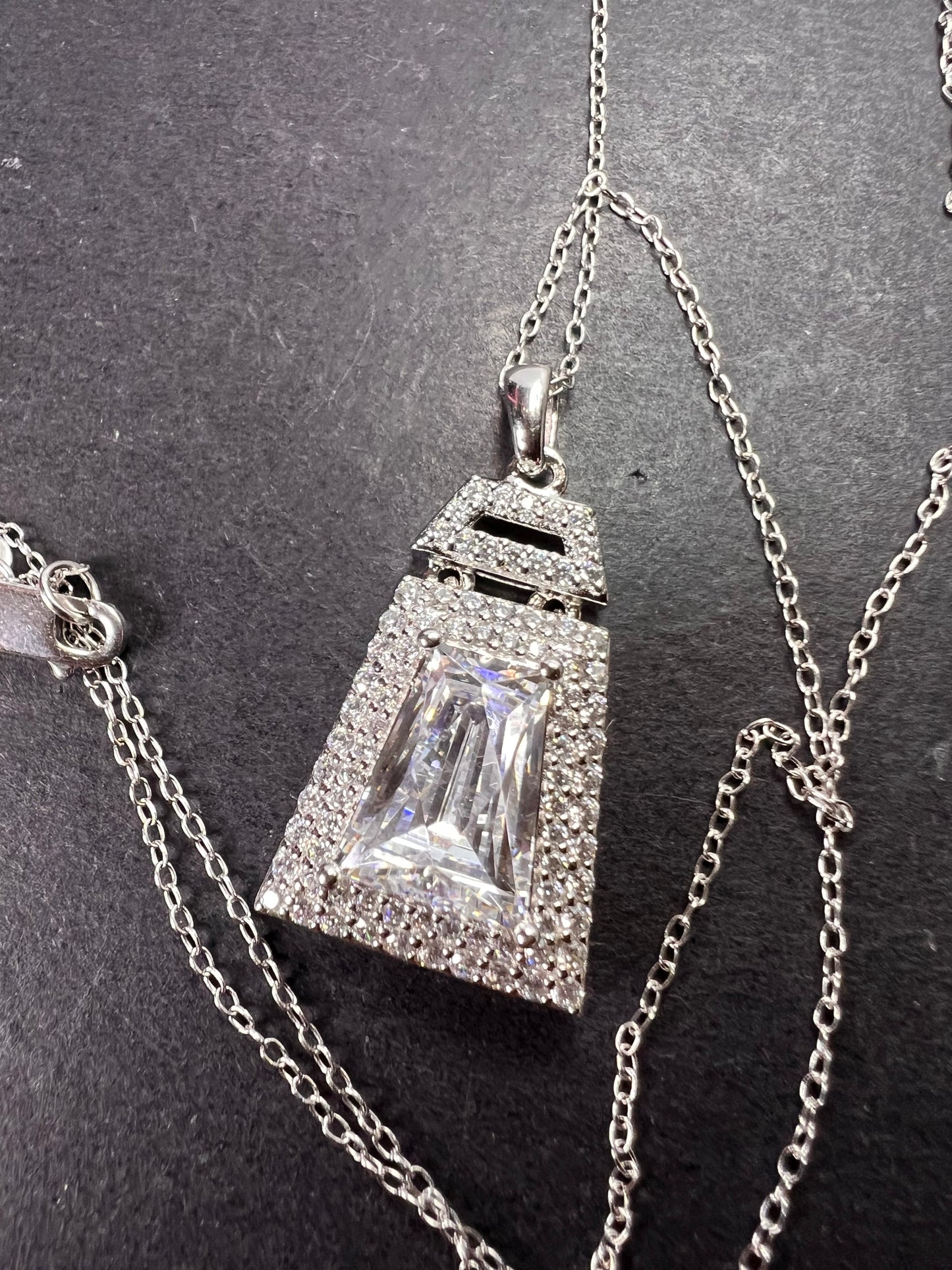 Tycoon CZ sterling silver pendant and chain necklace