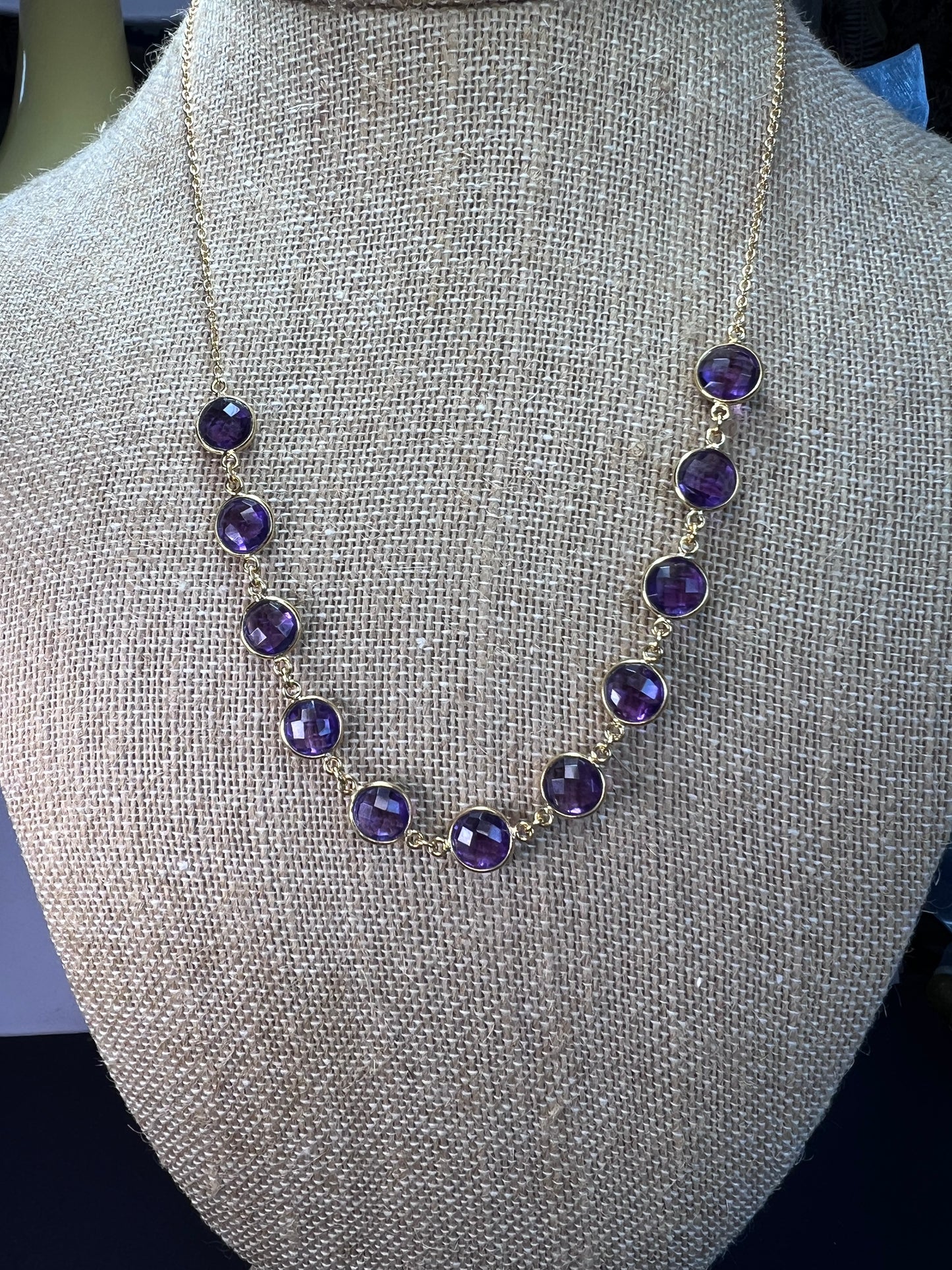 New Purple African Amethyst 18k Yellow Gold Over Sterling Silver Necklace 15.30ctw