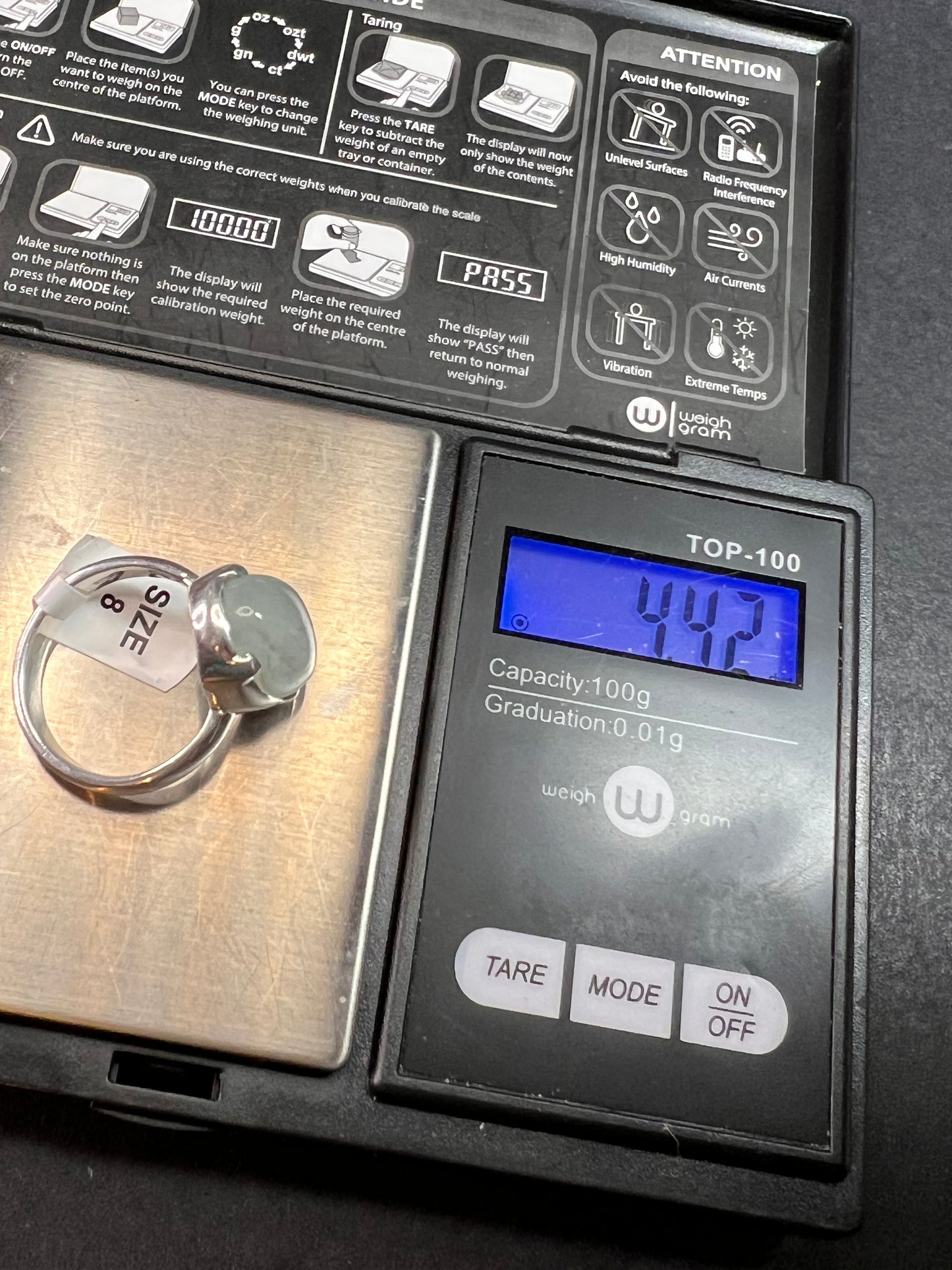 NEW Chatoyant aquamarine sterling silver ring size 8