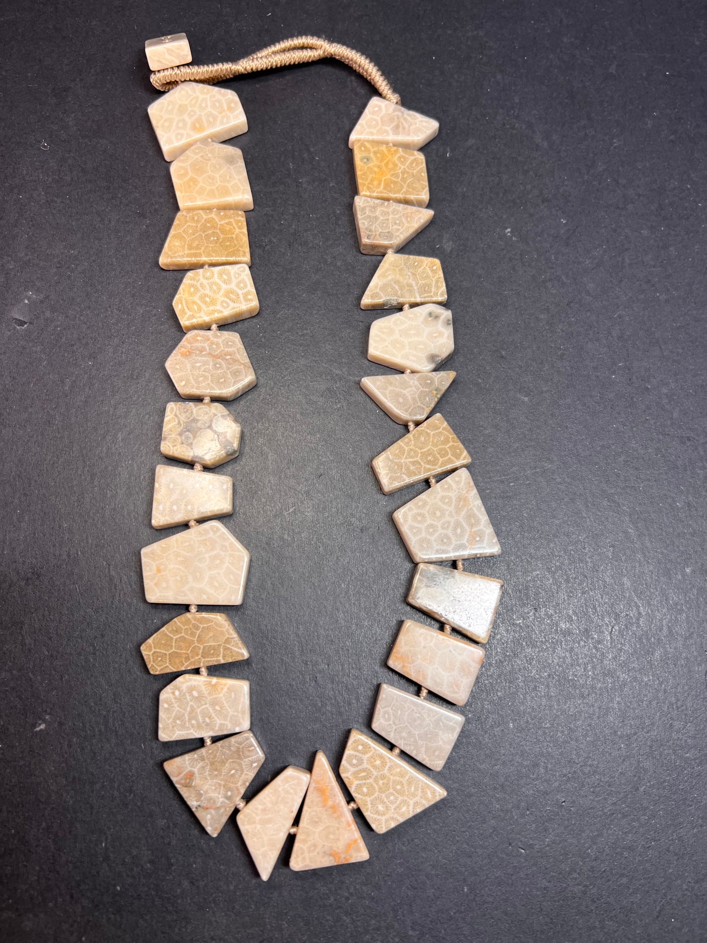 NEW fossil coral knotted necklace