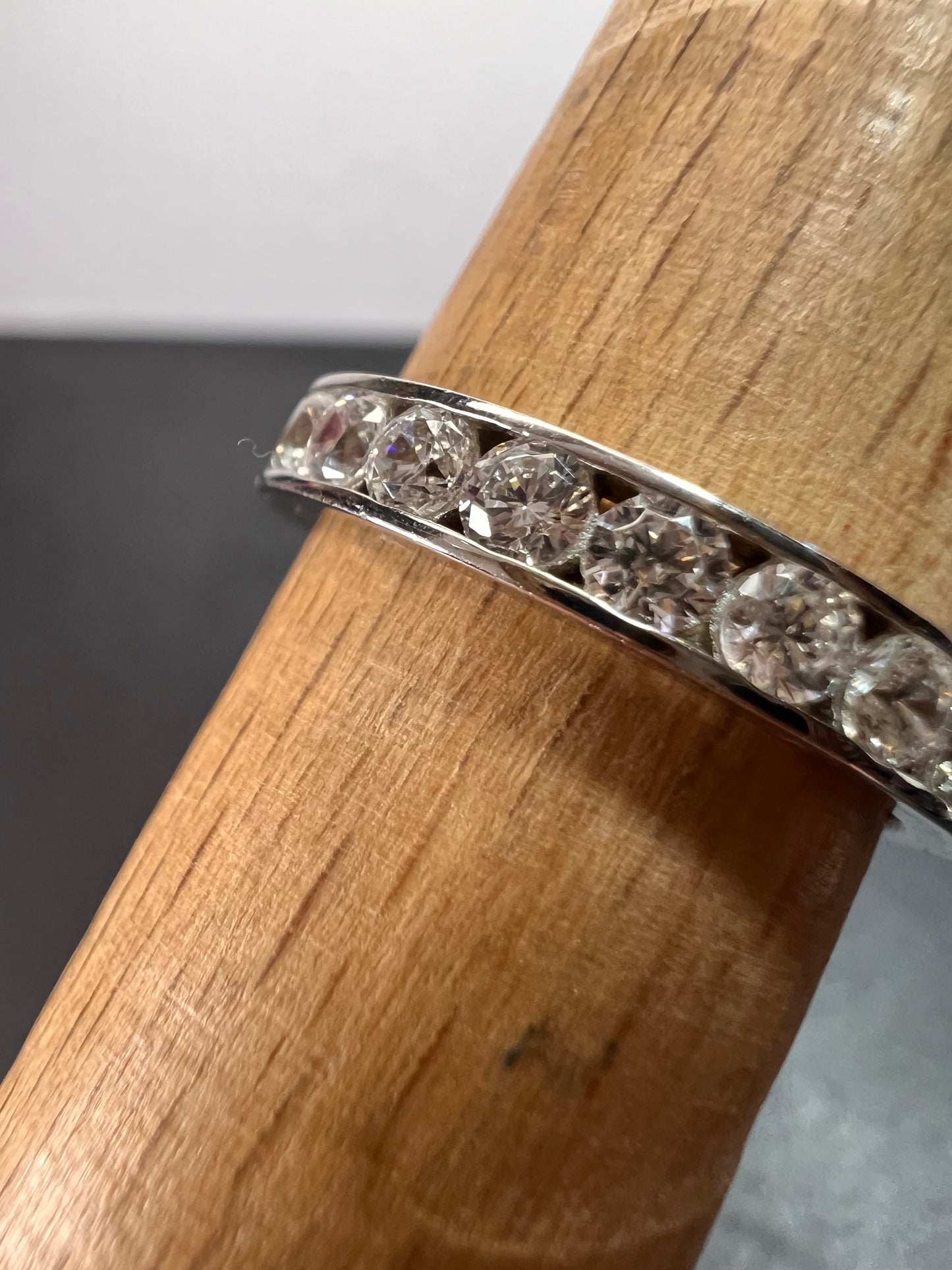 CZ eternity stacker band ring in rhodium over sterling silver size 8