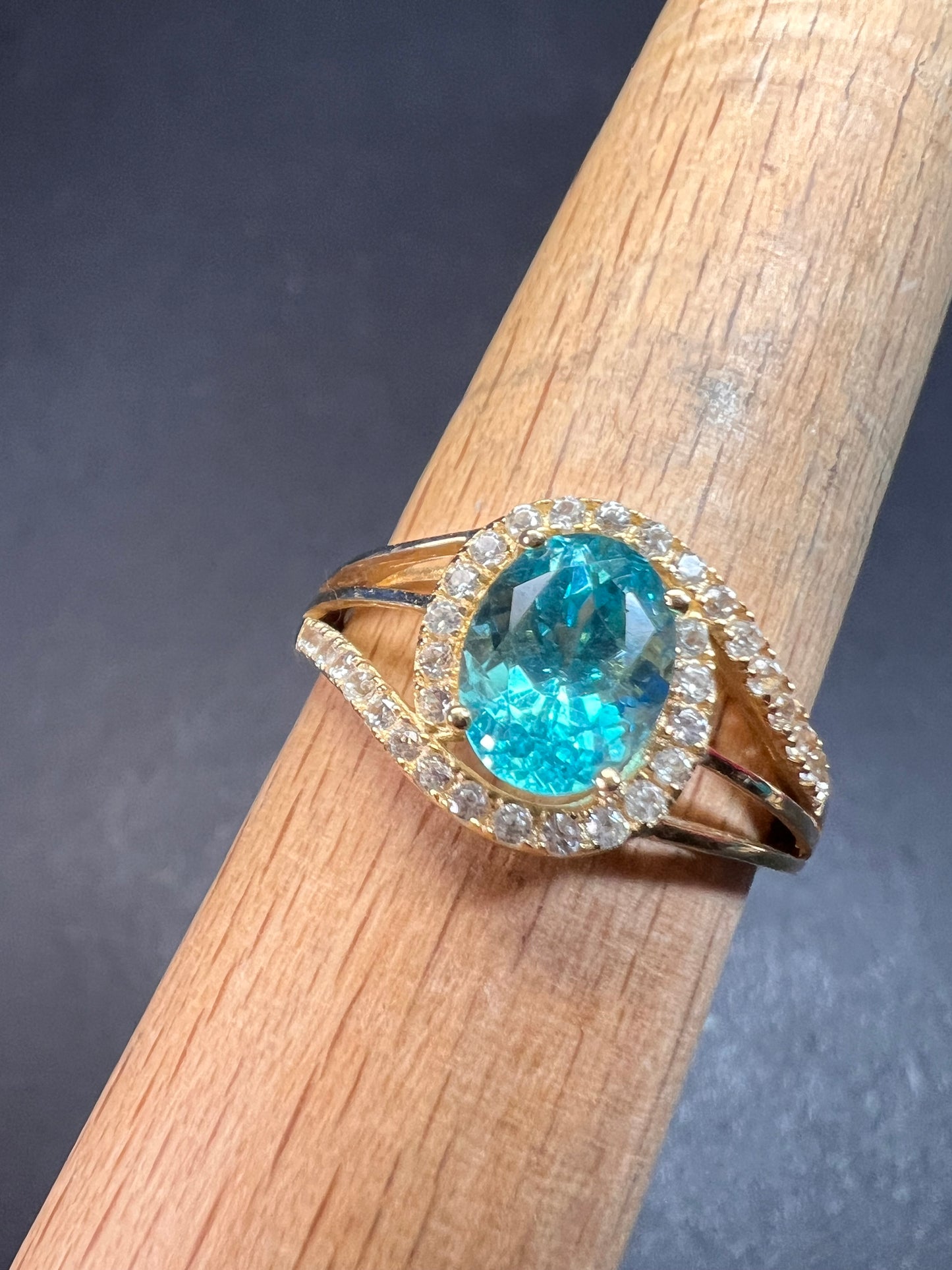 14k gold Paraiba apatite ring size 9